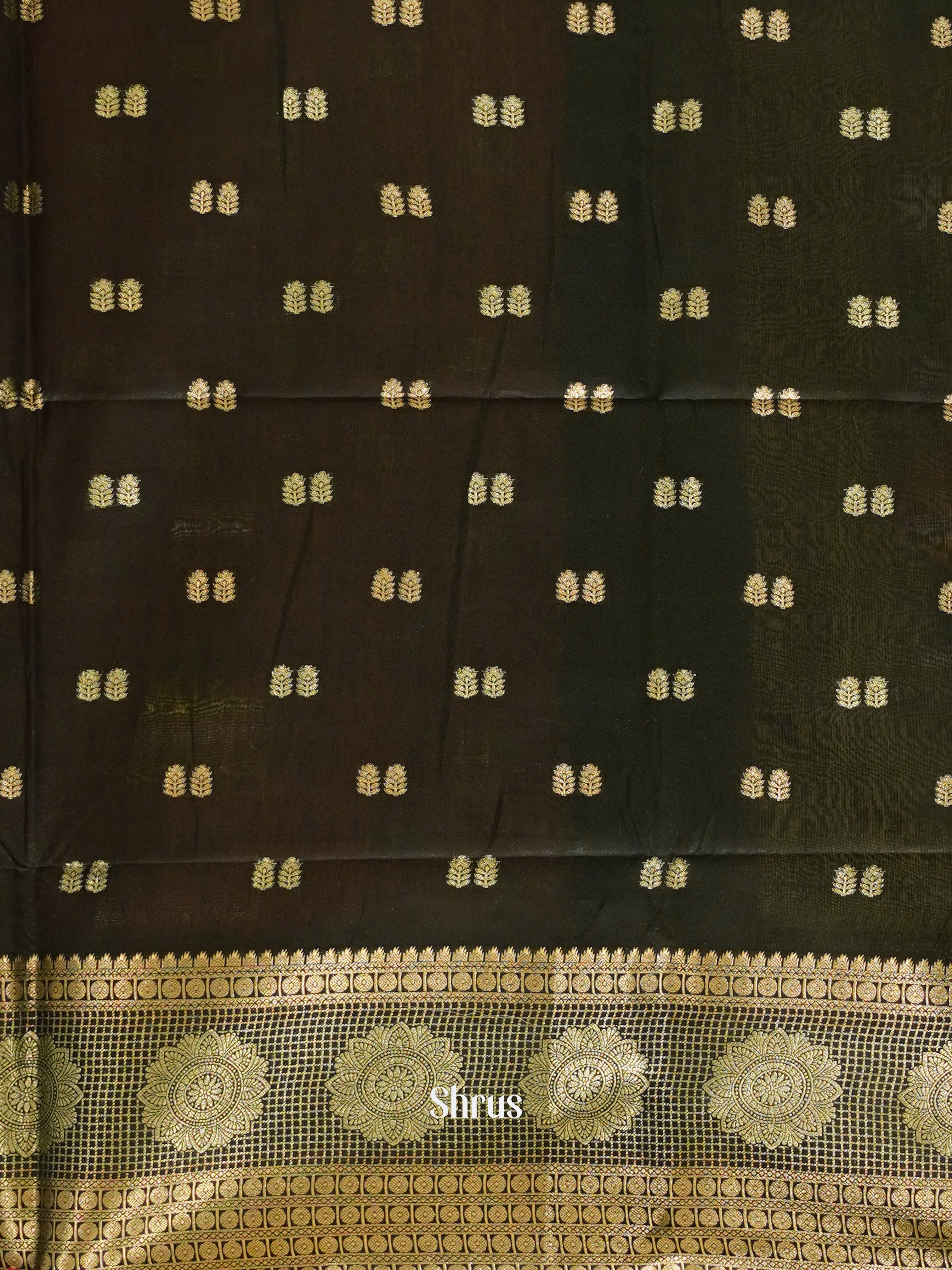 Peach & Green - Semi Silk Cotton Saree - Shop on ShrusEternity.com