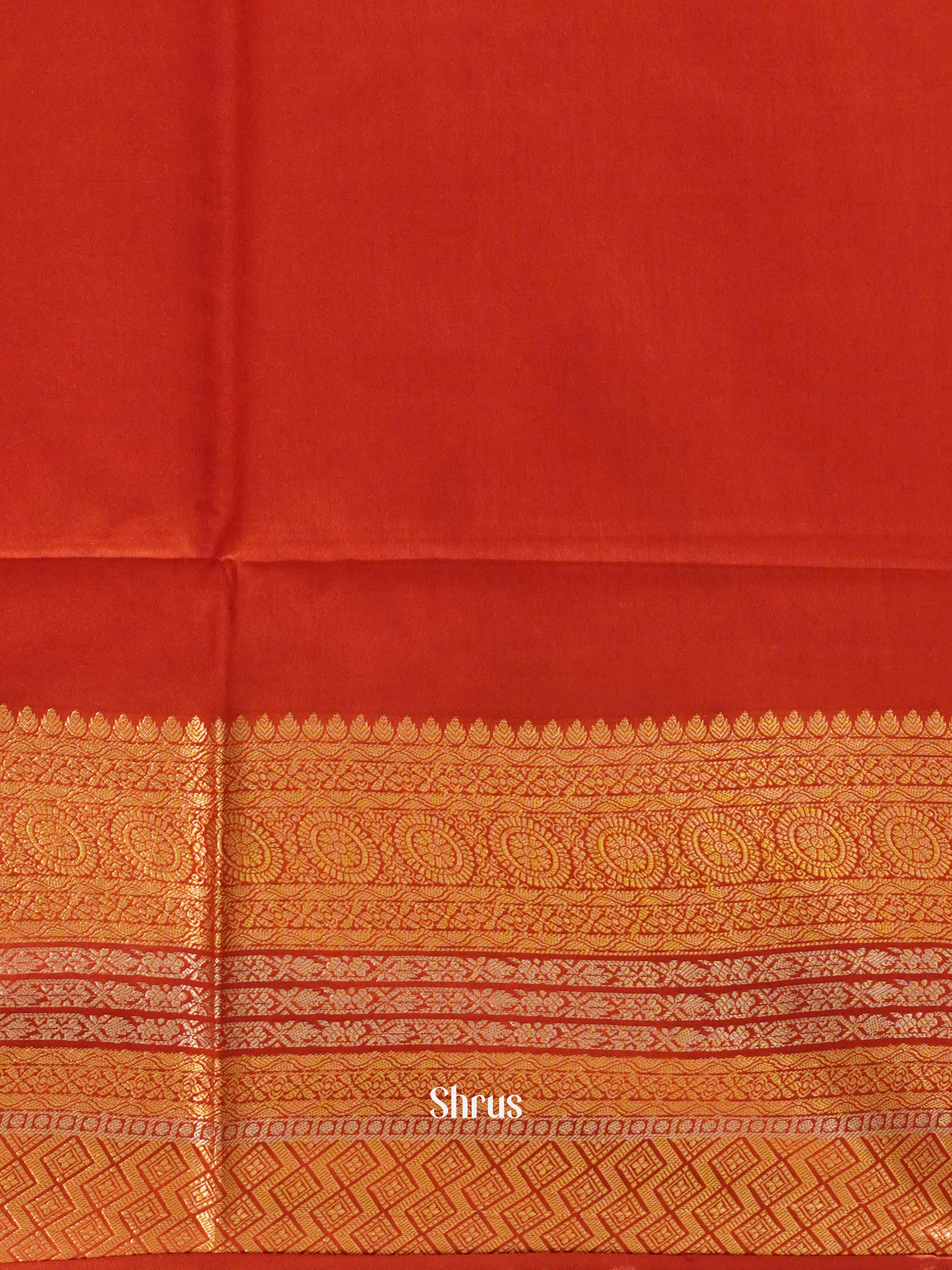 Orangish Pink & Red - North silkcotton Saree - Shop on ShrusEternity.com