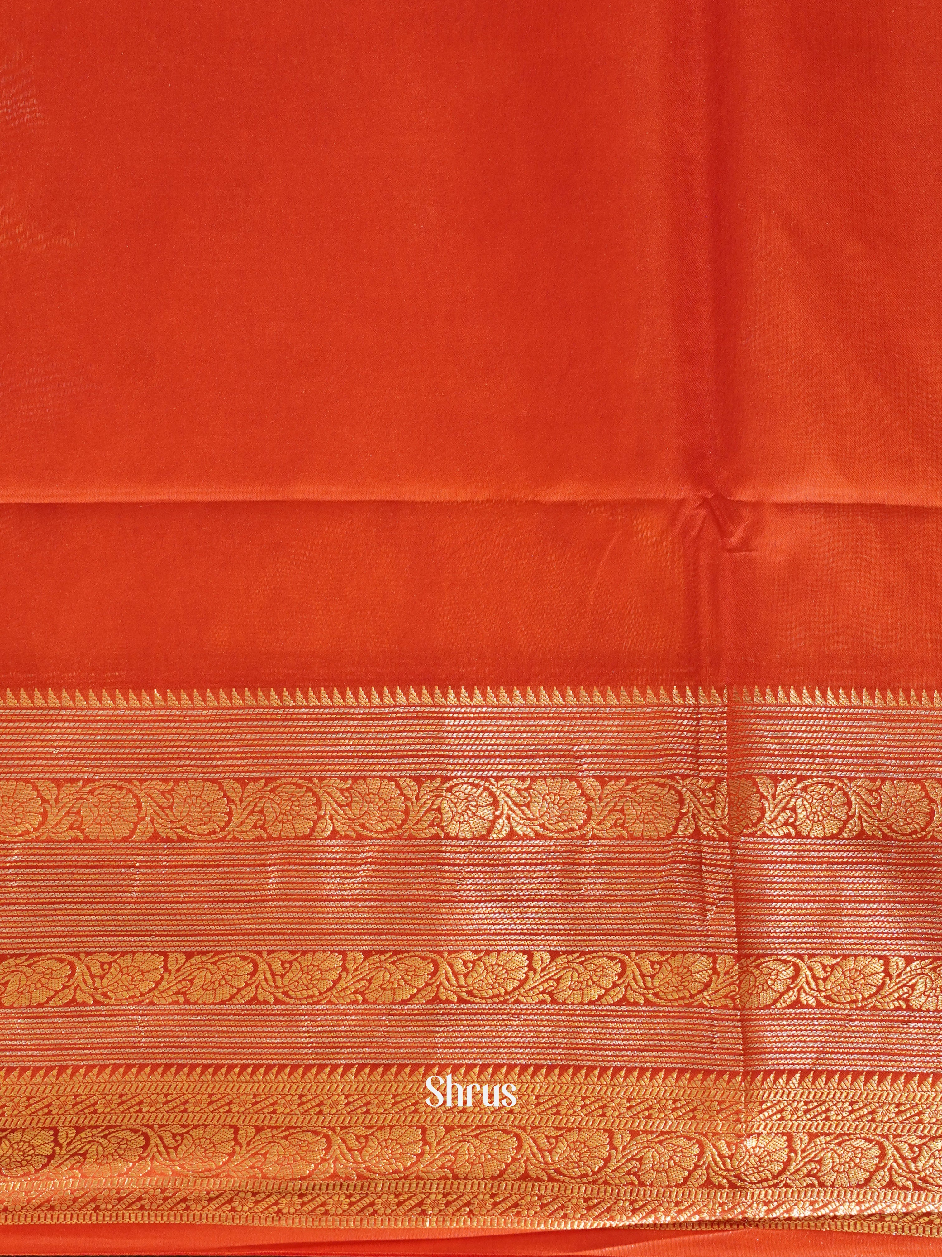 Orangish Pink & Red - North silkcotton Saree - Shop on ShrusEternity.com