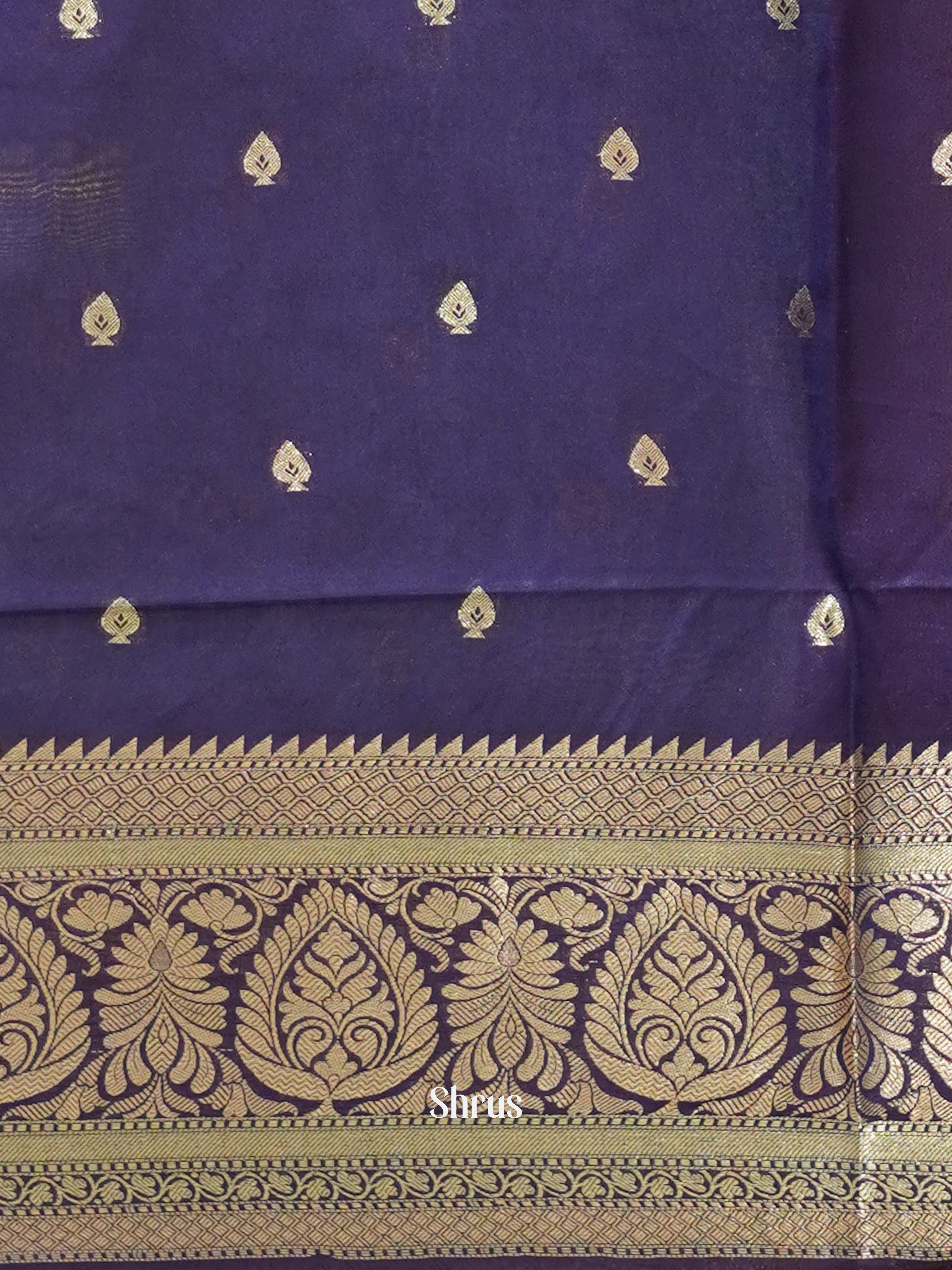 Light Blue & Blue - North Silkcotton Saree - Shop on ShrusEternity.com