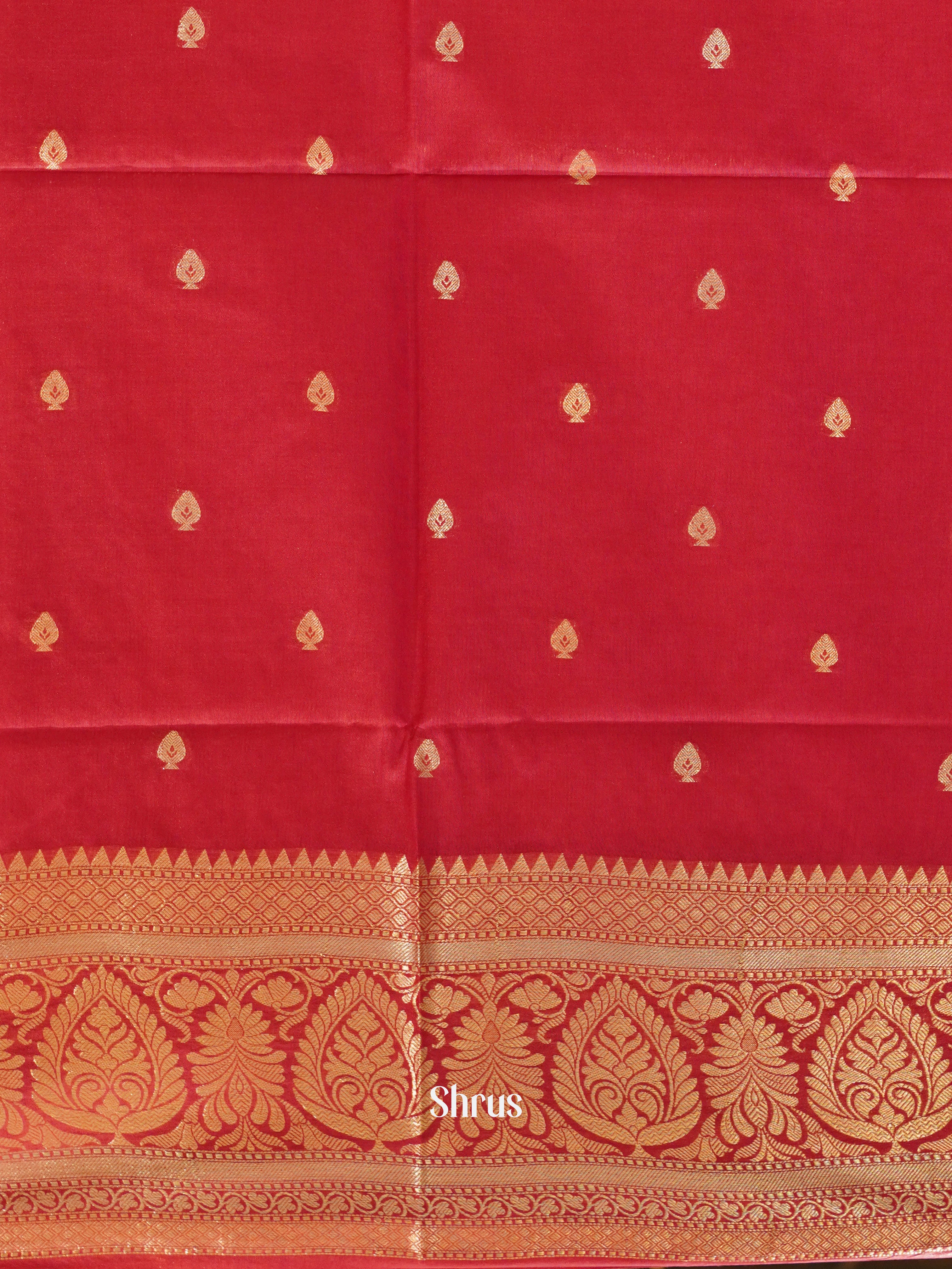 Pink & Red - North silkcotton Saree - Shop on ShrusEternity.com