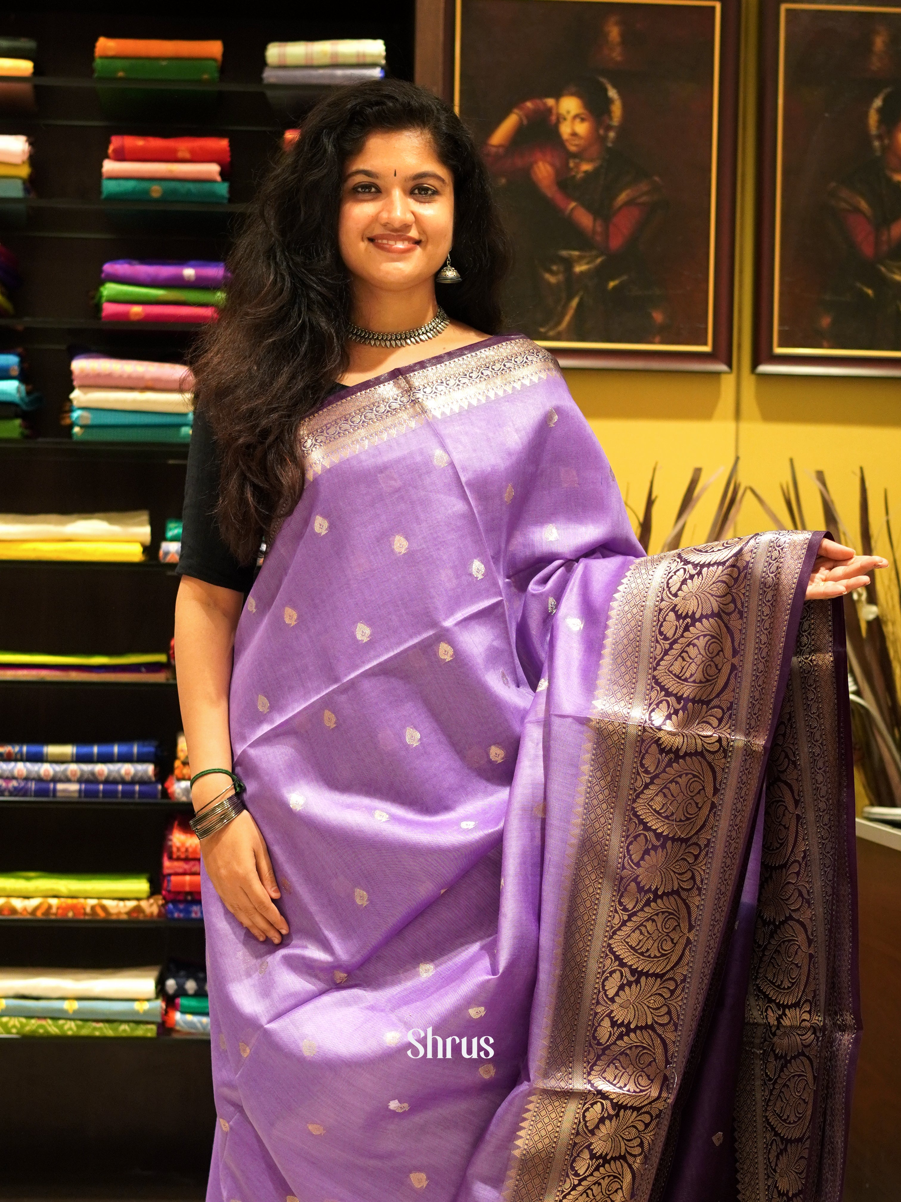 Lavender & Purple - North silkcotton Saree - Shop on ShrusEternity.com