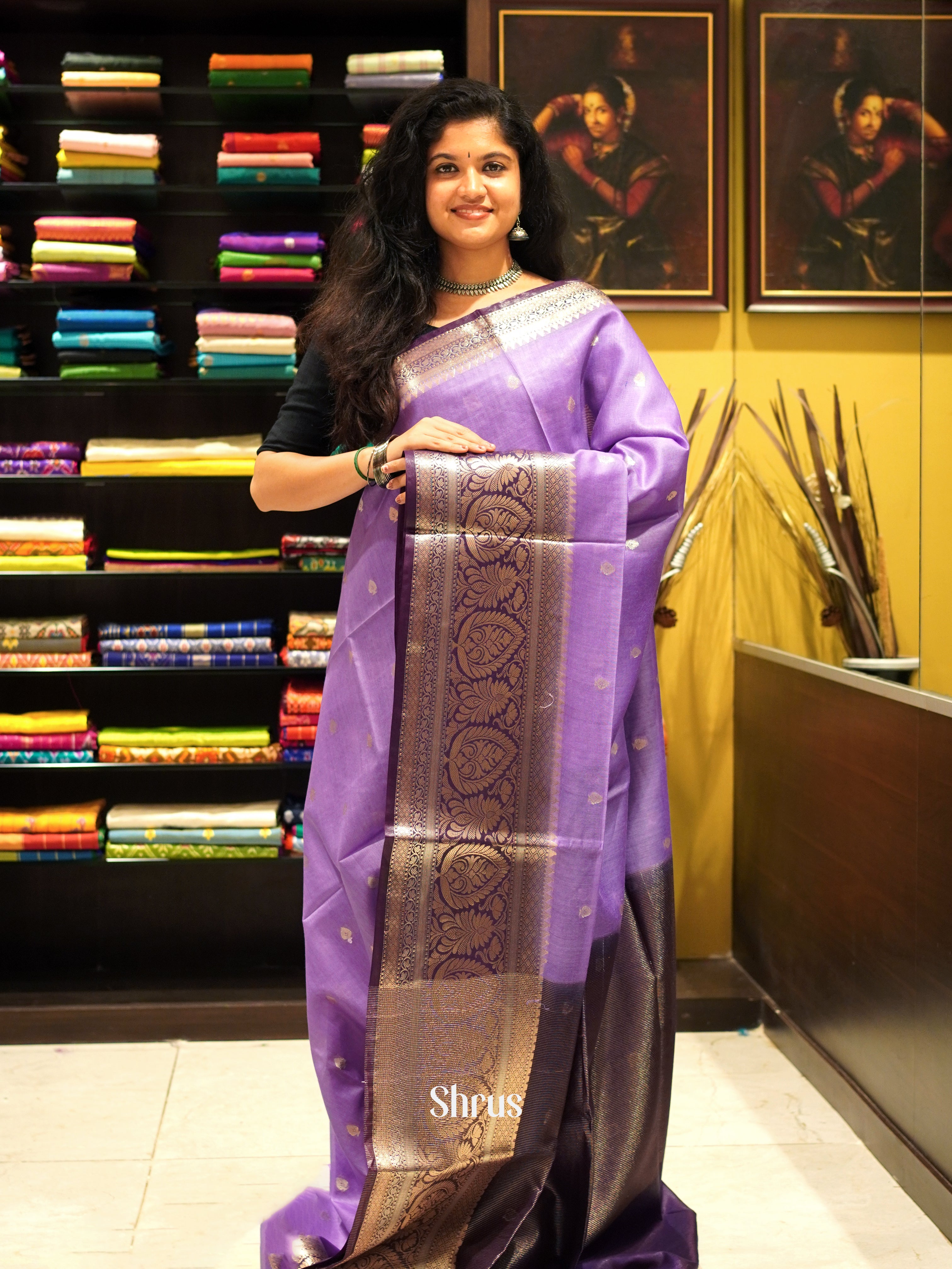 Lavender & Purple - North silkcotton Saree - Shop on ShrusEternity.com