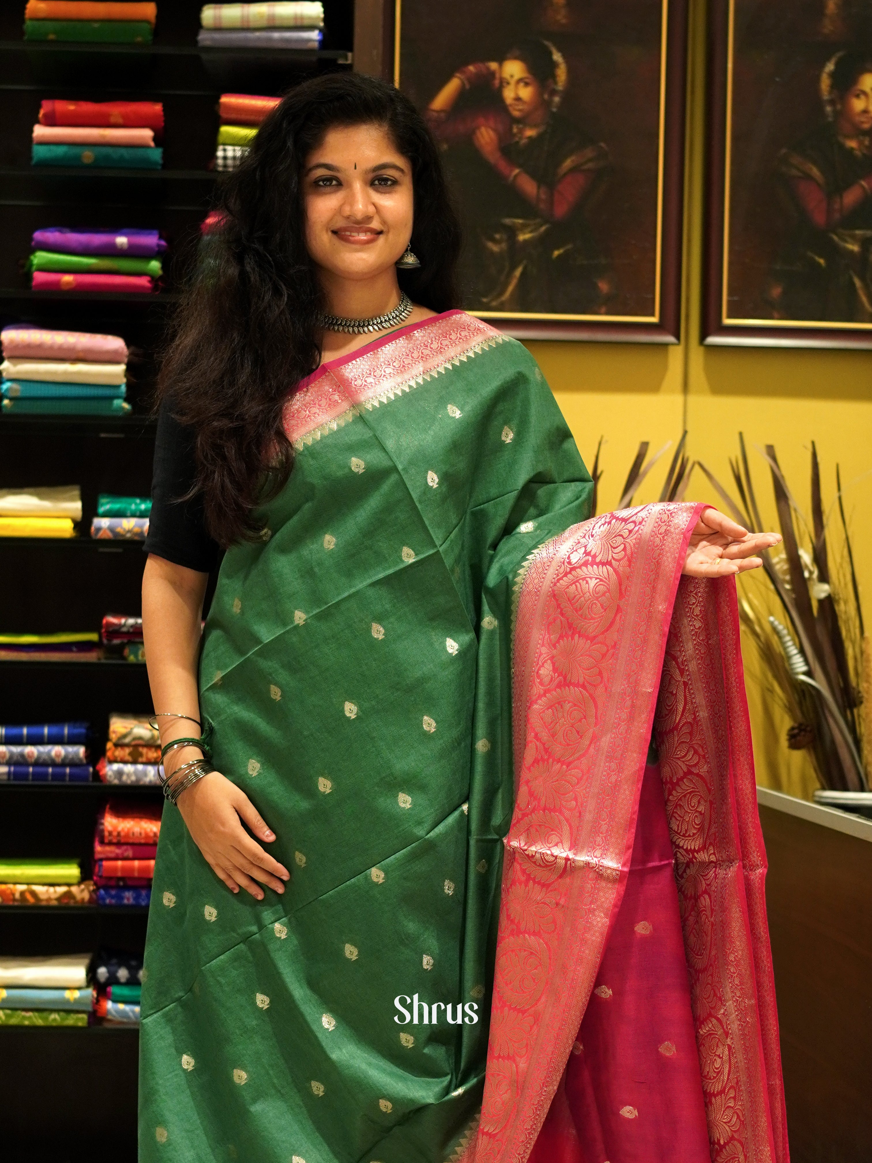 CDS27182 - North silkcotton Saree - Shop on ShrusEternity.com