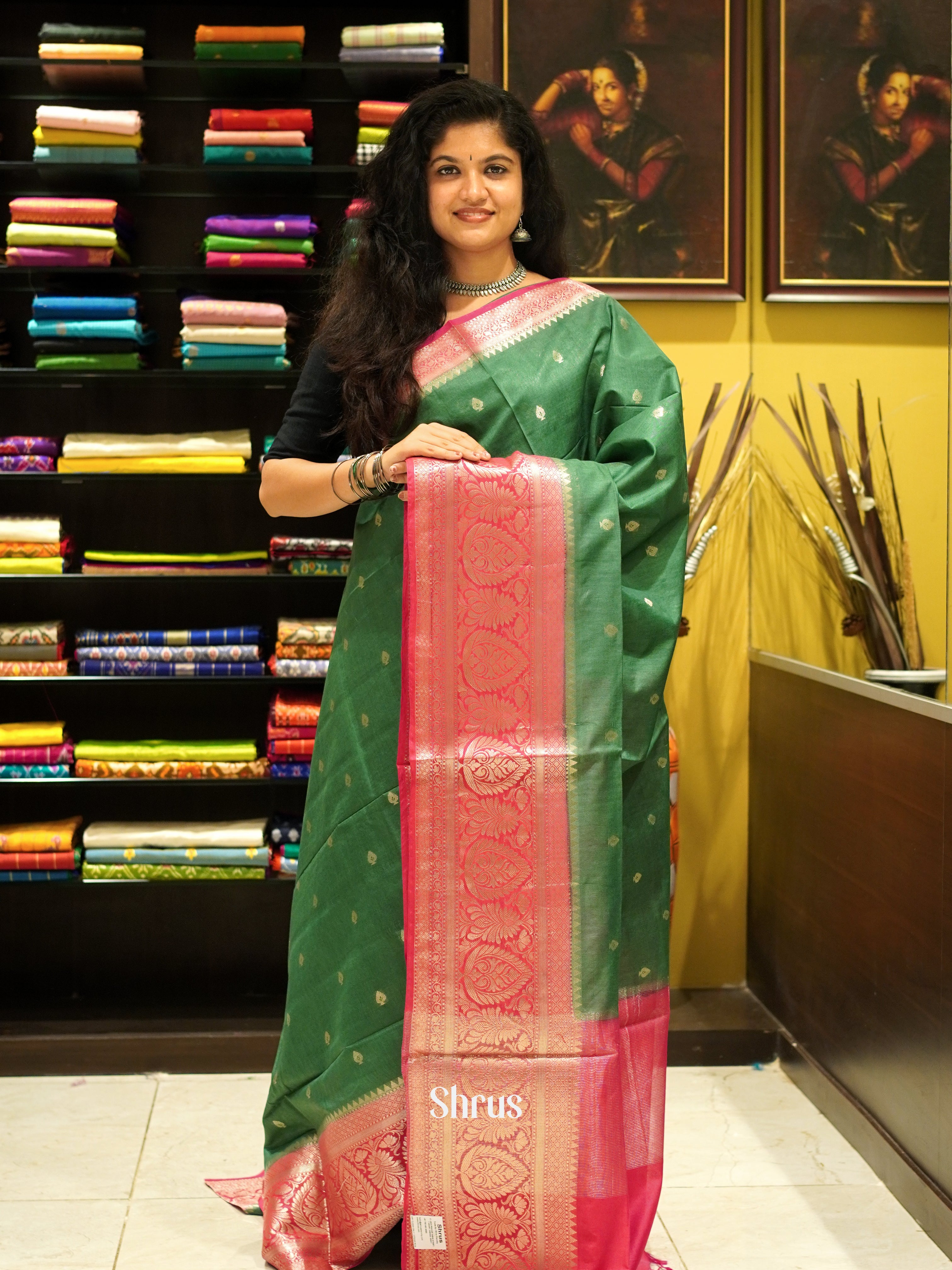 CDS27182 - North silkcotton Saree - Shop on ShrusEternity.com