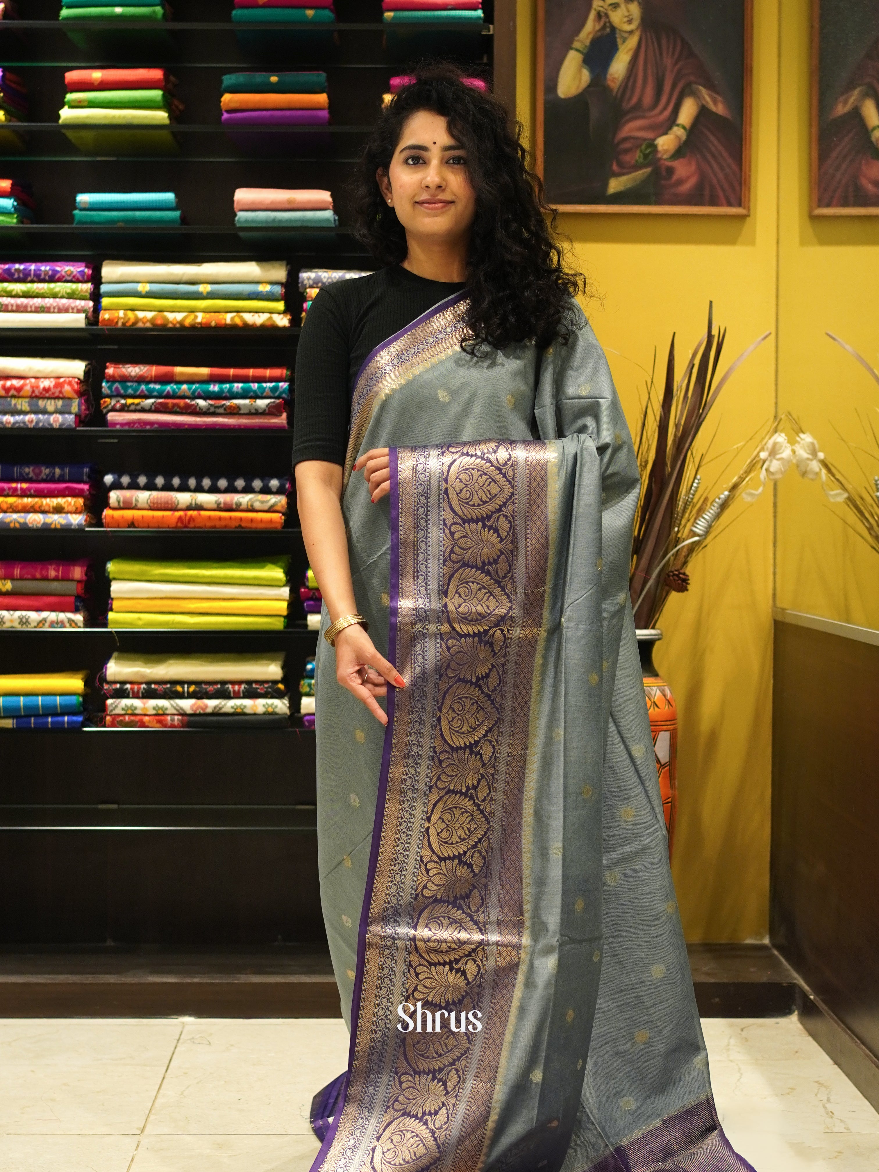 CDS27183 - Semi Silkcotton Saree - Shop on ShrusEternity.com