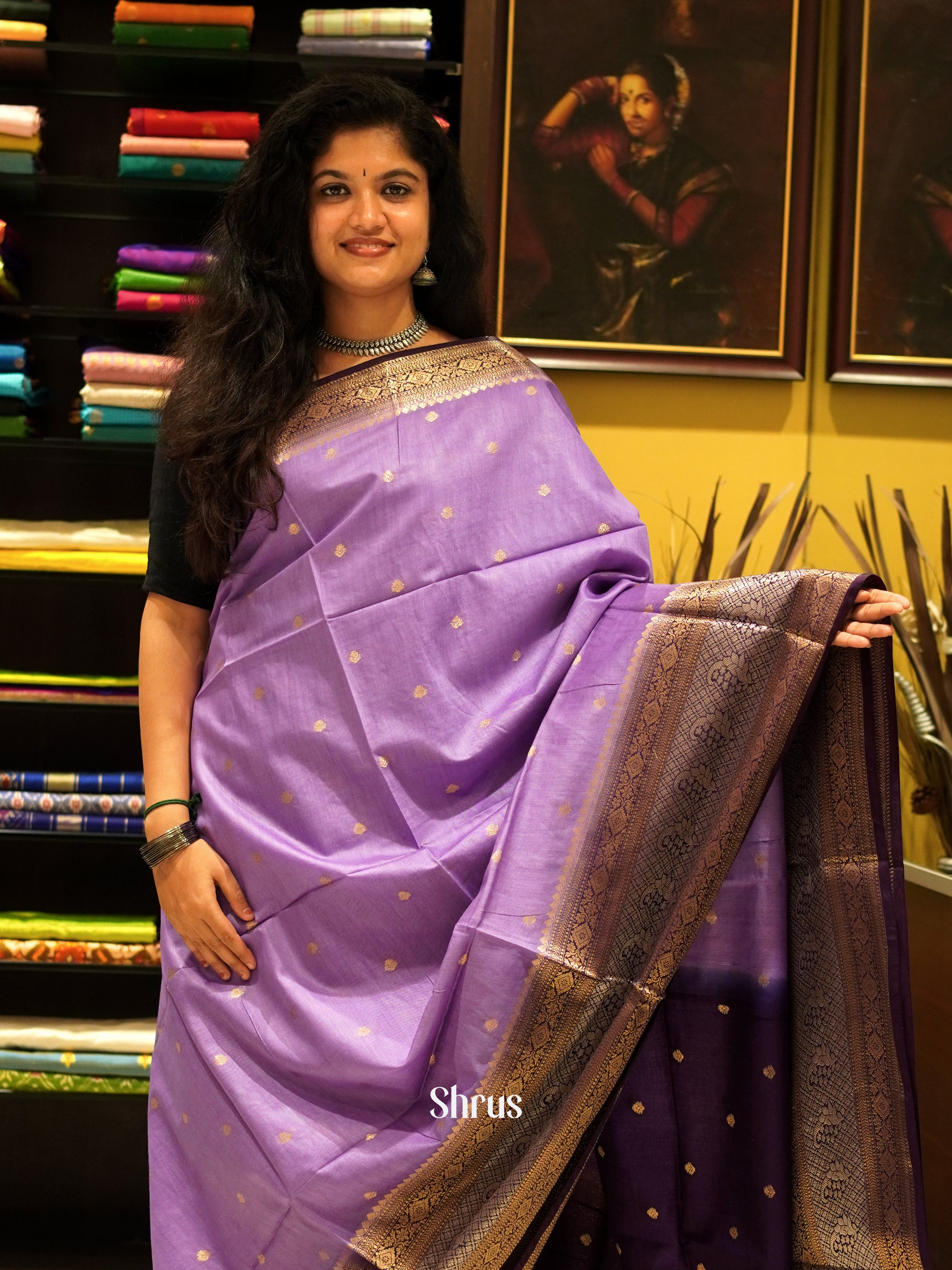 Lavender & Violet - North silkcotton Saree - Shop on ShrusEternity.com
