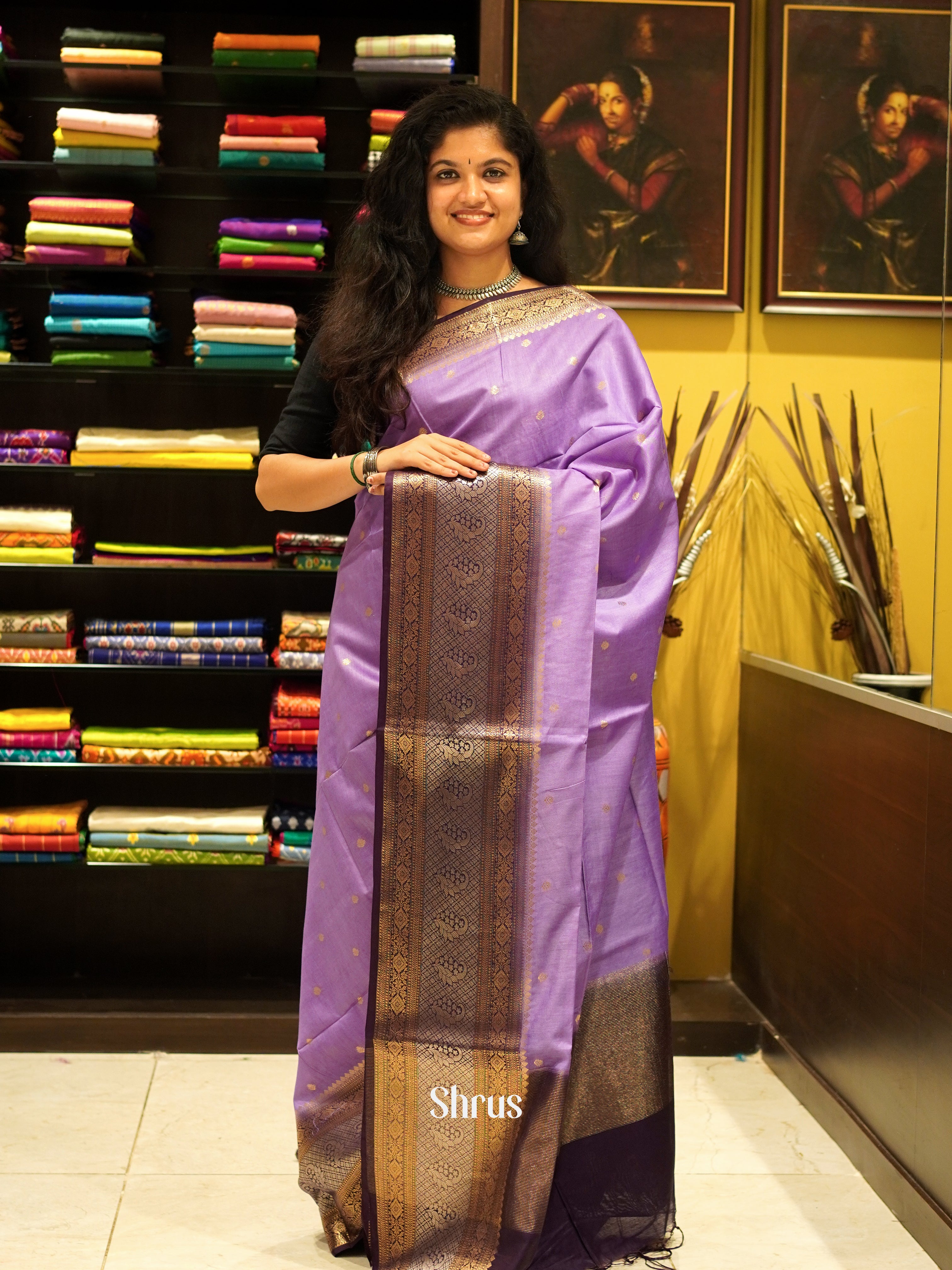 Lavender & Violet - North silkcotton Saree - Shop on ShrusEternity.com