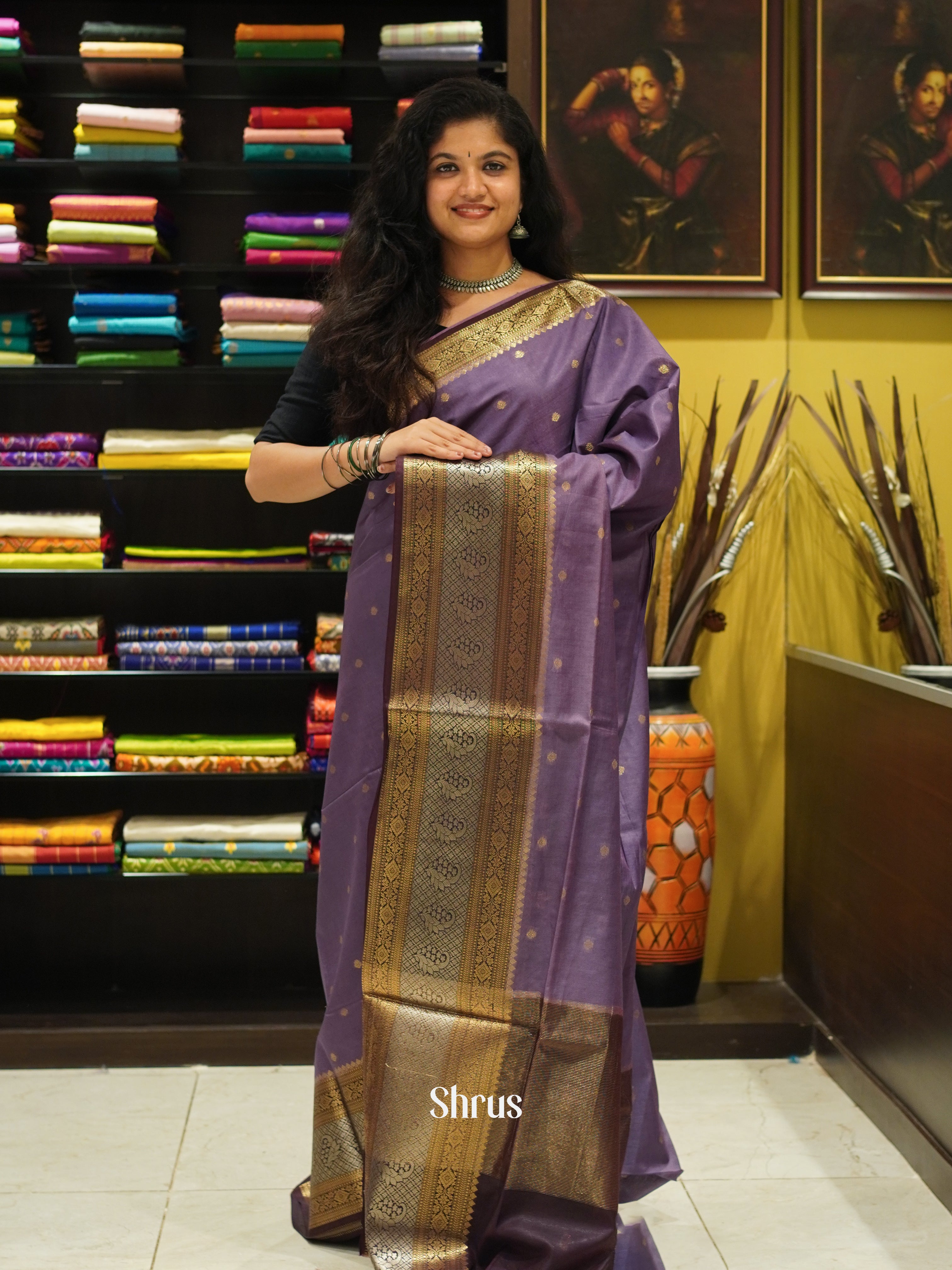 Lavender & Purple - North Silkcotton Saree - Shop on ShrusEternity.com