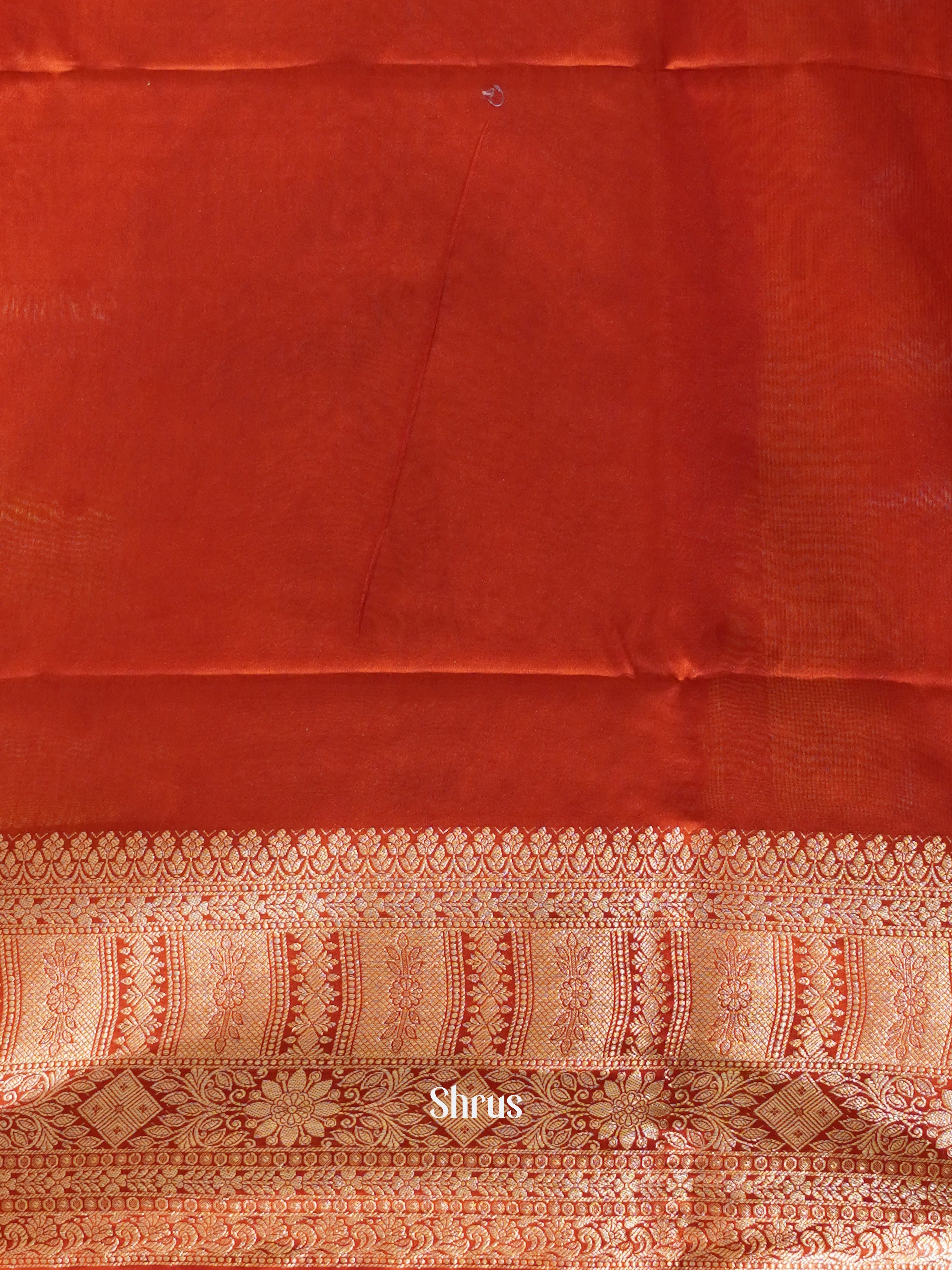 Peachish Pink & Red - Semi Silk Cotton saree - Shop on ShrusEternity.com