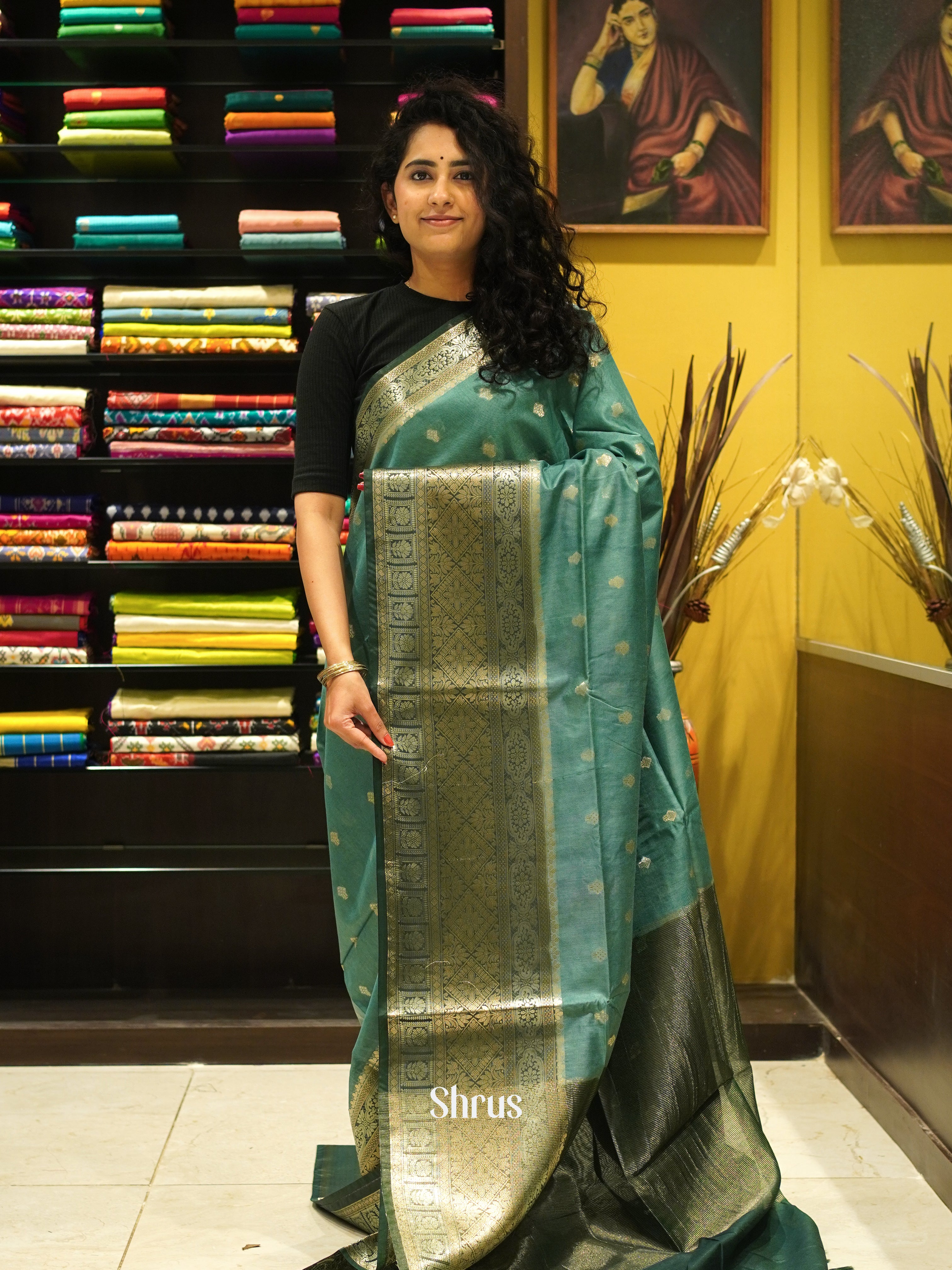 CDS27206 - Semi Silkcotton Saree - Shop on ShrusEternity.com