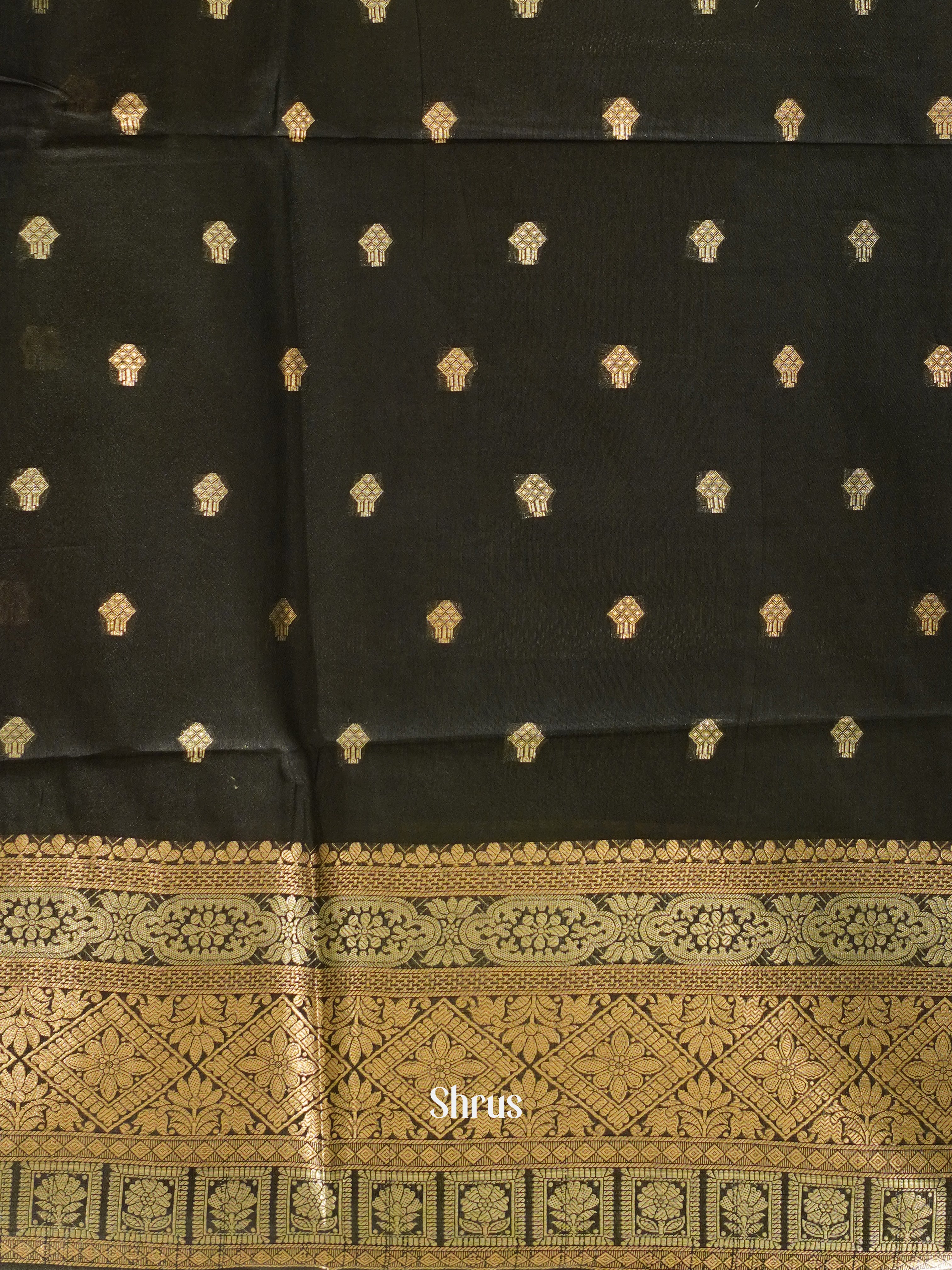Brown & Black - North silkcotton Saree - Shop on ShrusEternity.com