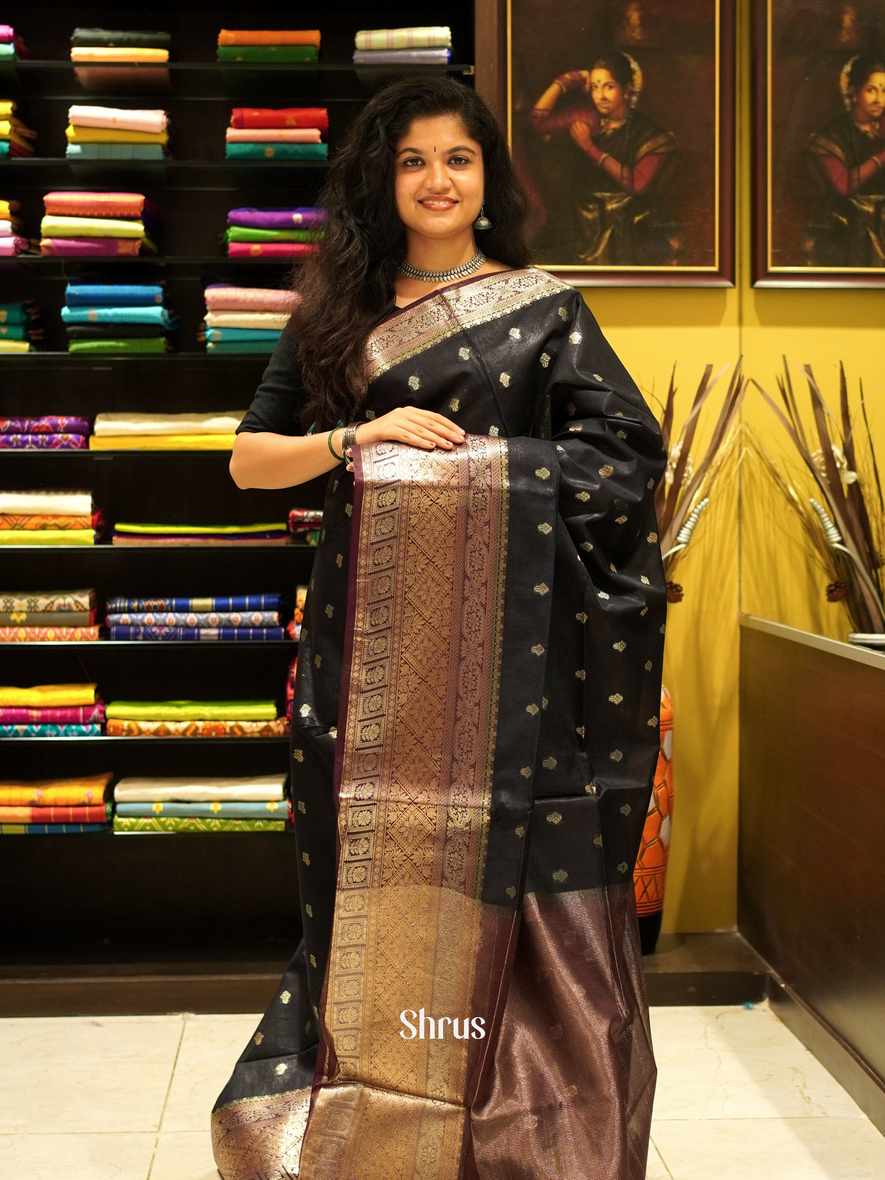 Black & Brown - North silkcotton Saree - Shop on ShrusEternity.com