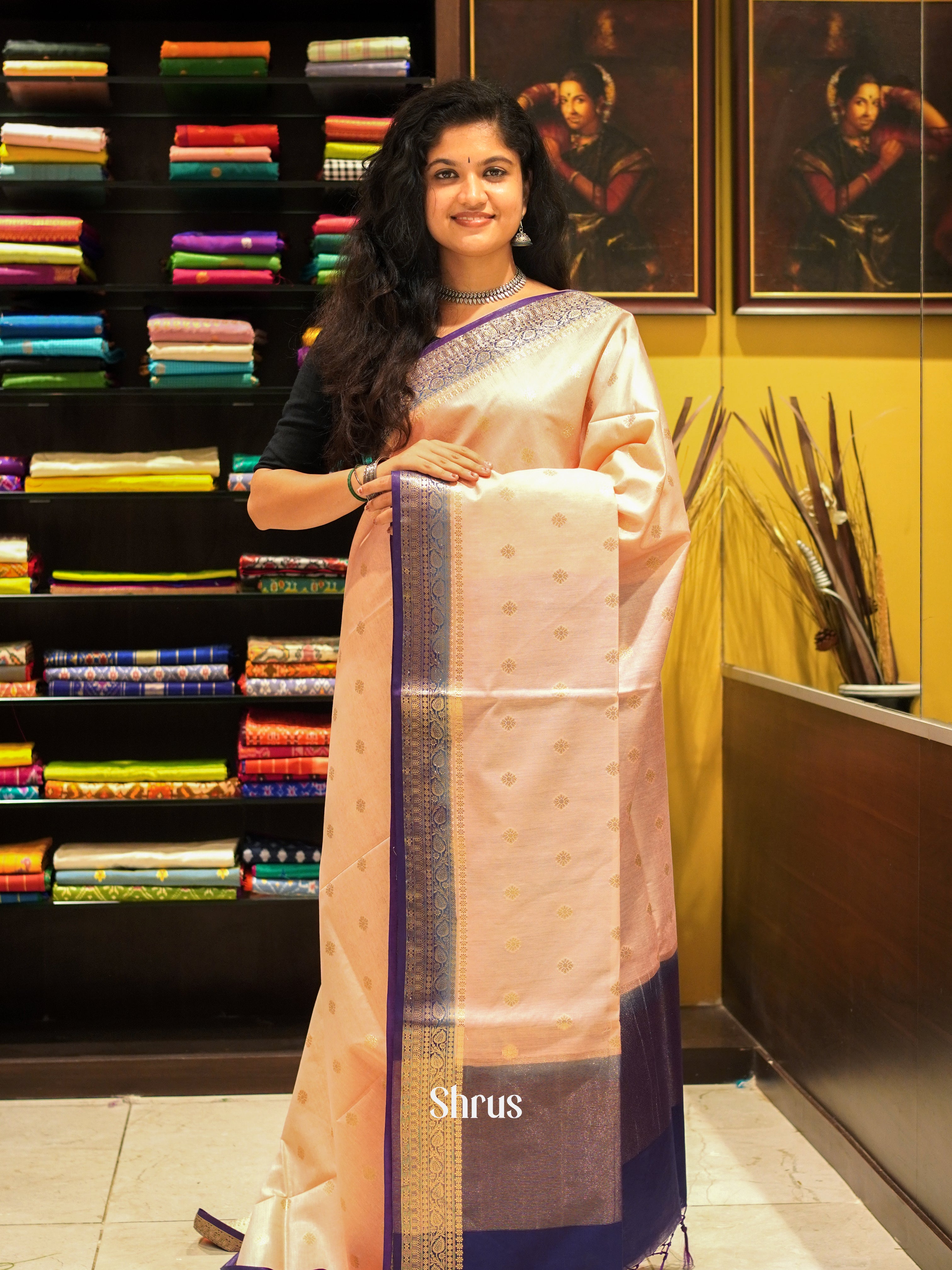 Light Pink & Violet - North silkcotton Saree - Shop on ShrusEternity.com
