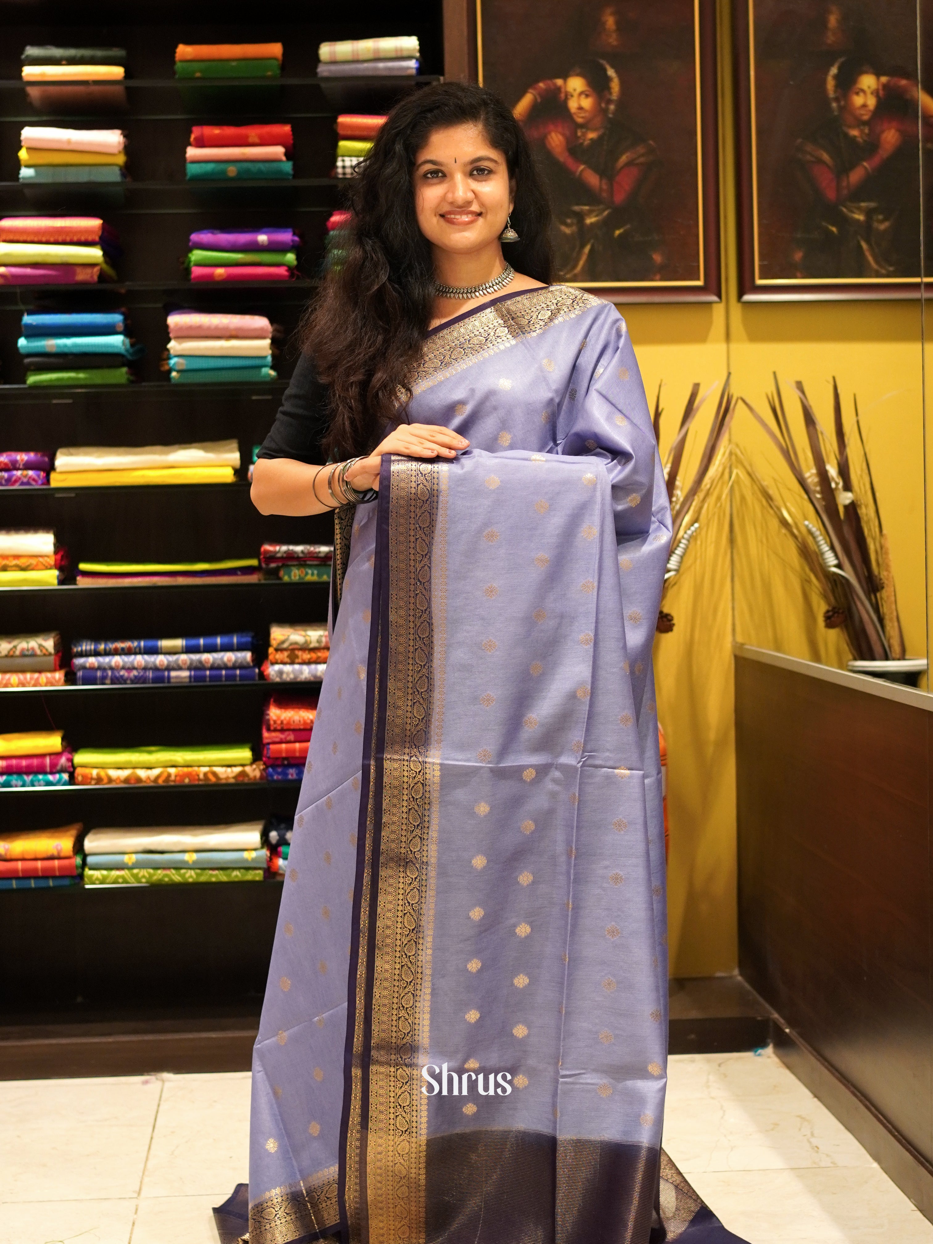 Lavender & Purple - North silkcotton Saree - Shop on ShrusEternity.com