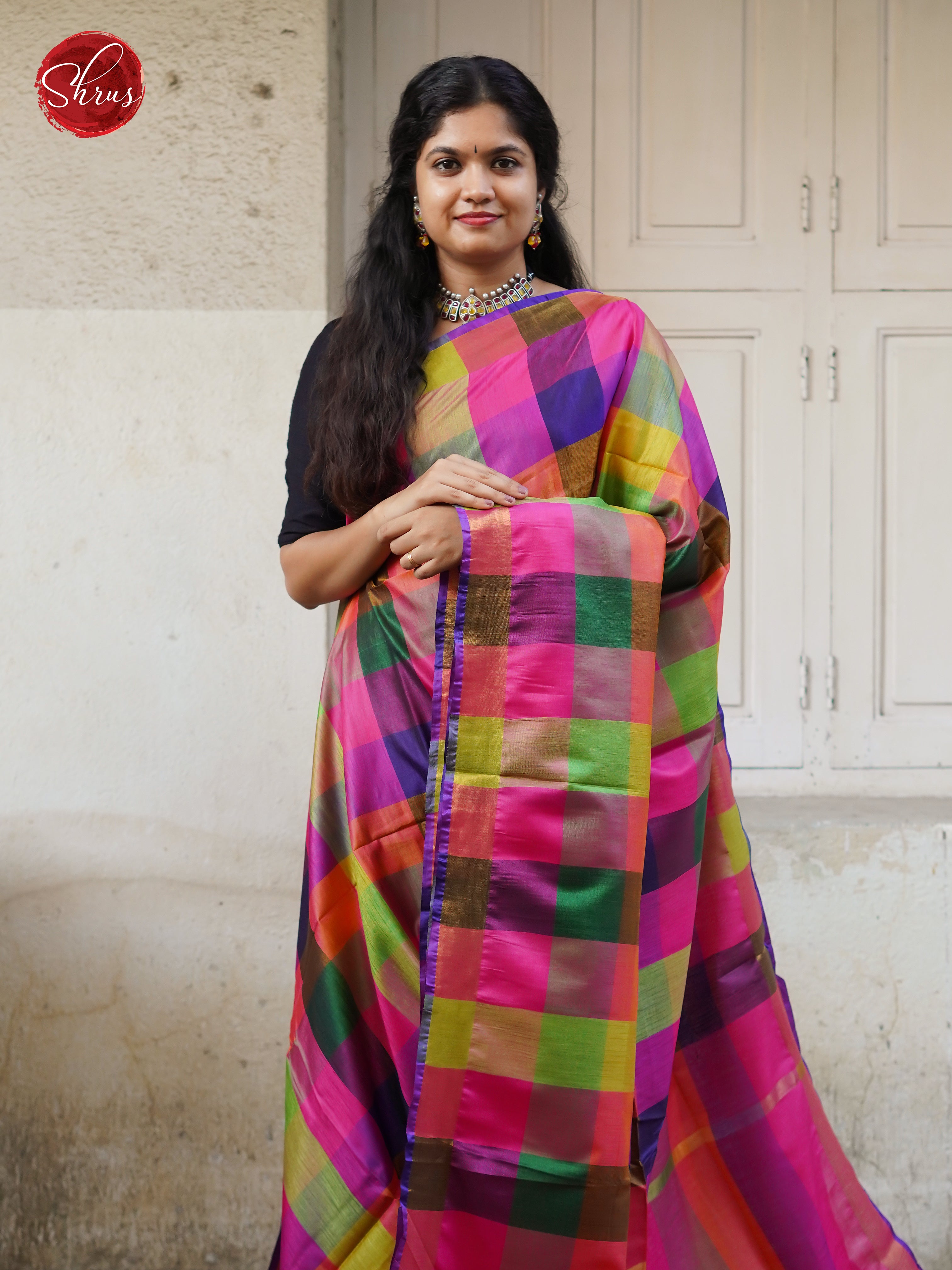 Pink & Green - Silk cotton-half pure Saree - Shop on ShrusEternity.com