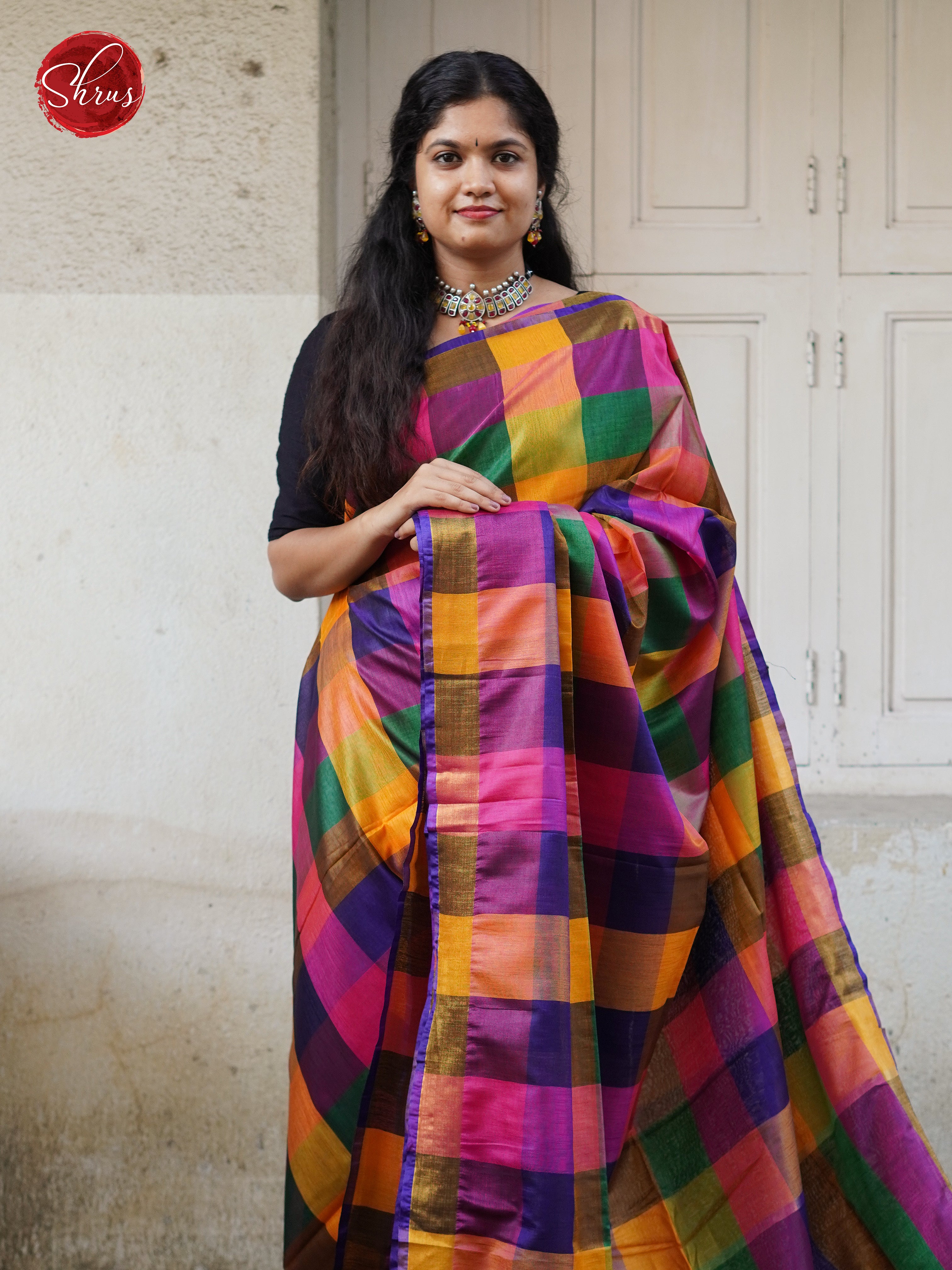 Pink & Purple - Silk cotton-half pure Saree - Shop on ShrusEternity.com