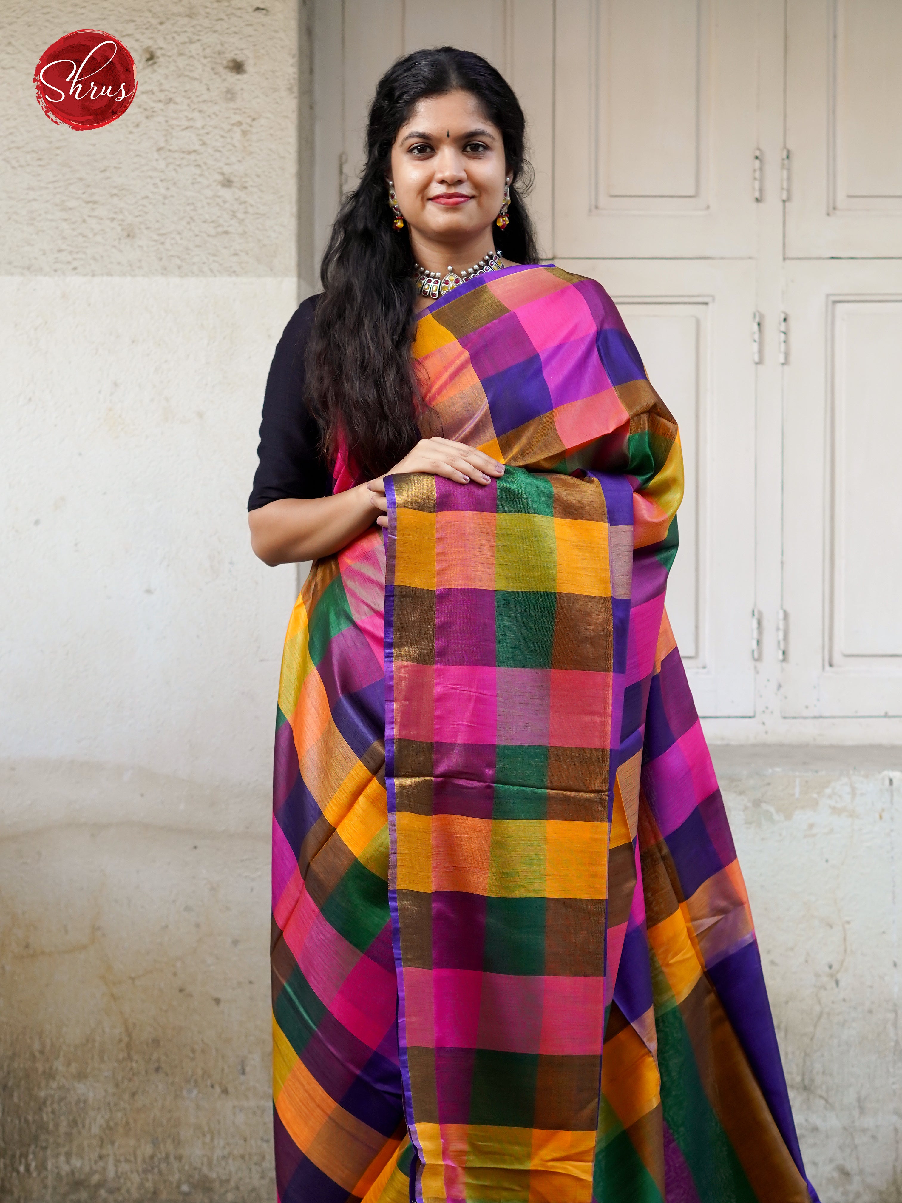 Pink & Green - Silk cotton-half pure Saree - Shop on ShrusEternity.com
