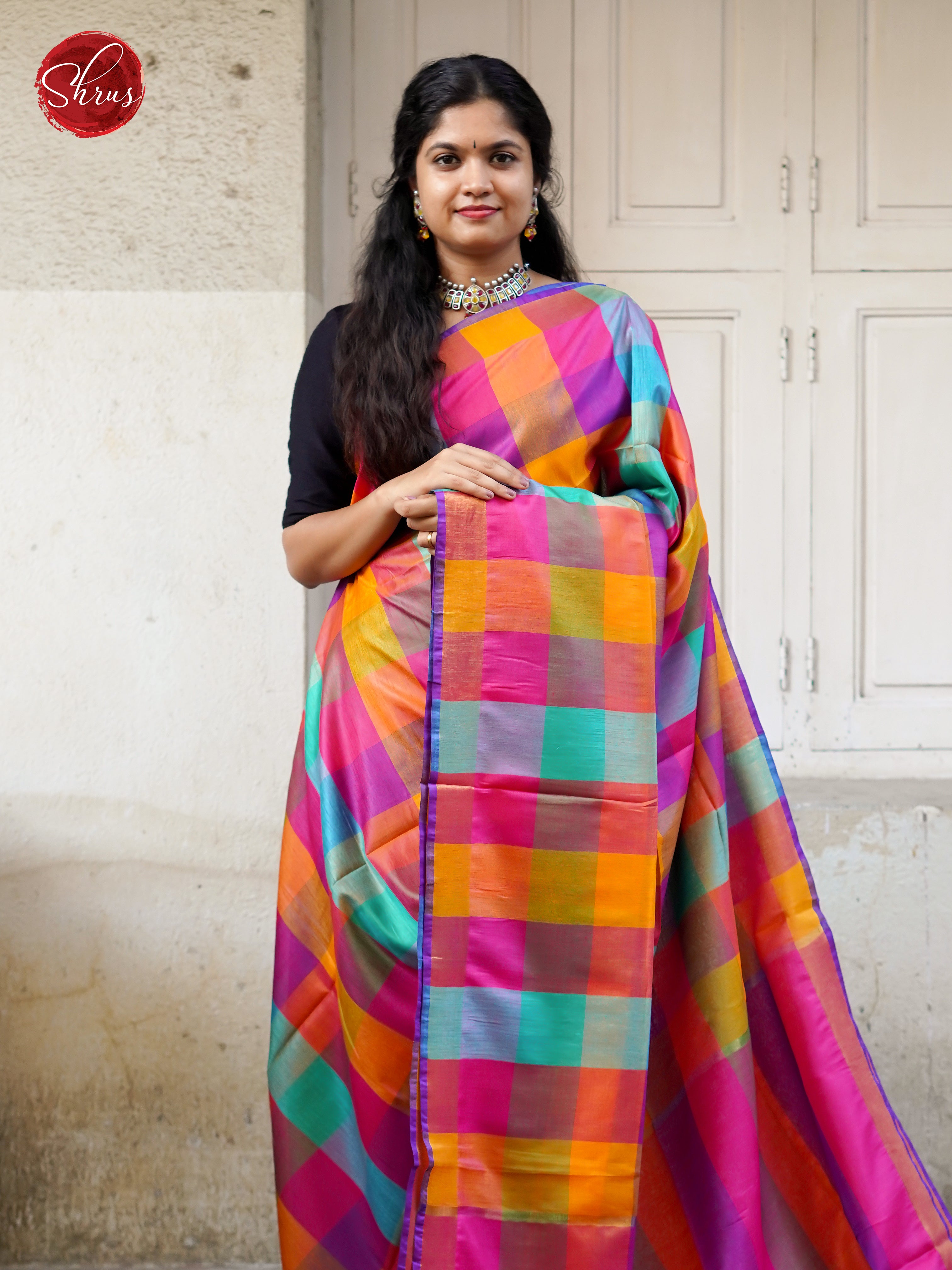Pink & Orange - Silk cotton-half pure Saree - Shop on ShrusEternity.com