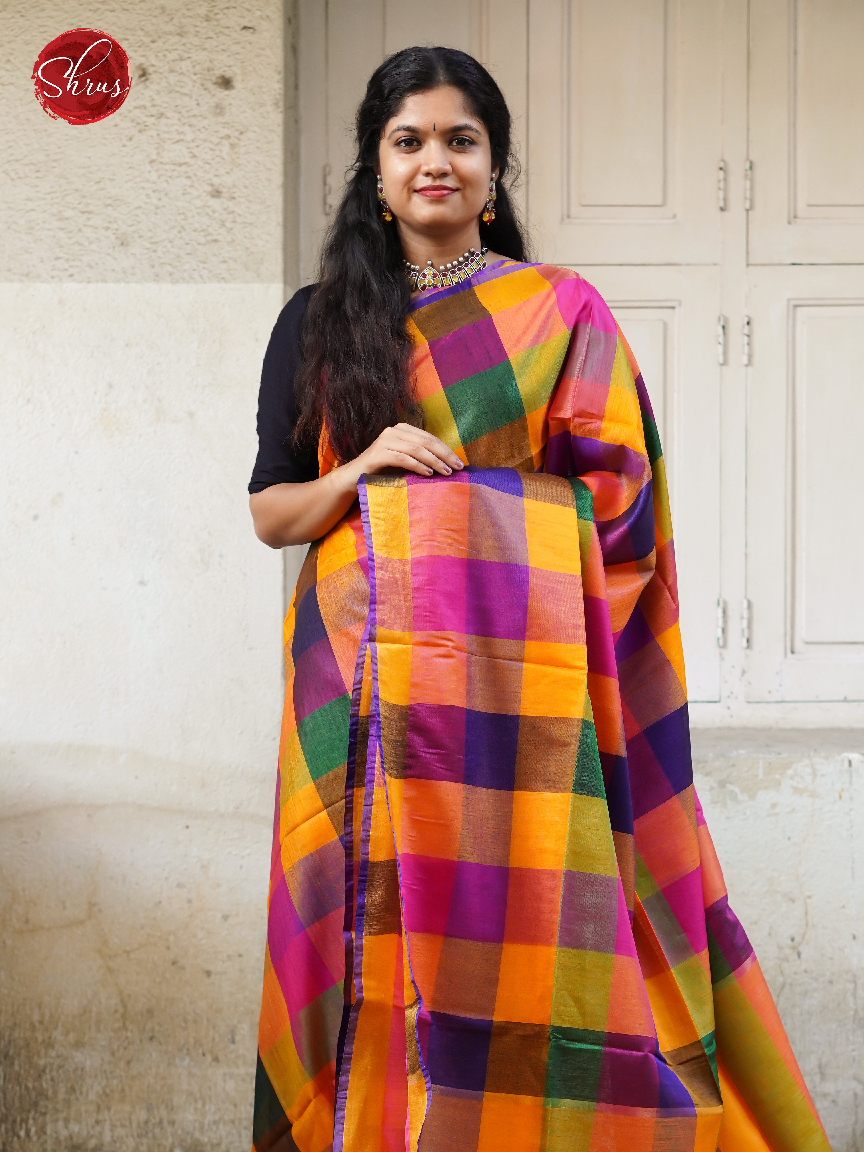 Mustard & Pink- Silk cotton-half pure Saree - Shop on ShrusEternity.com