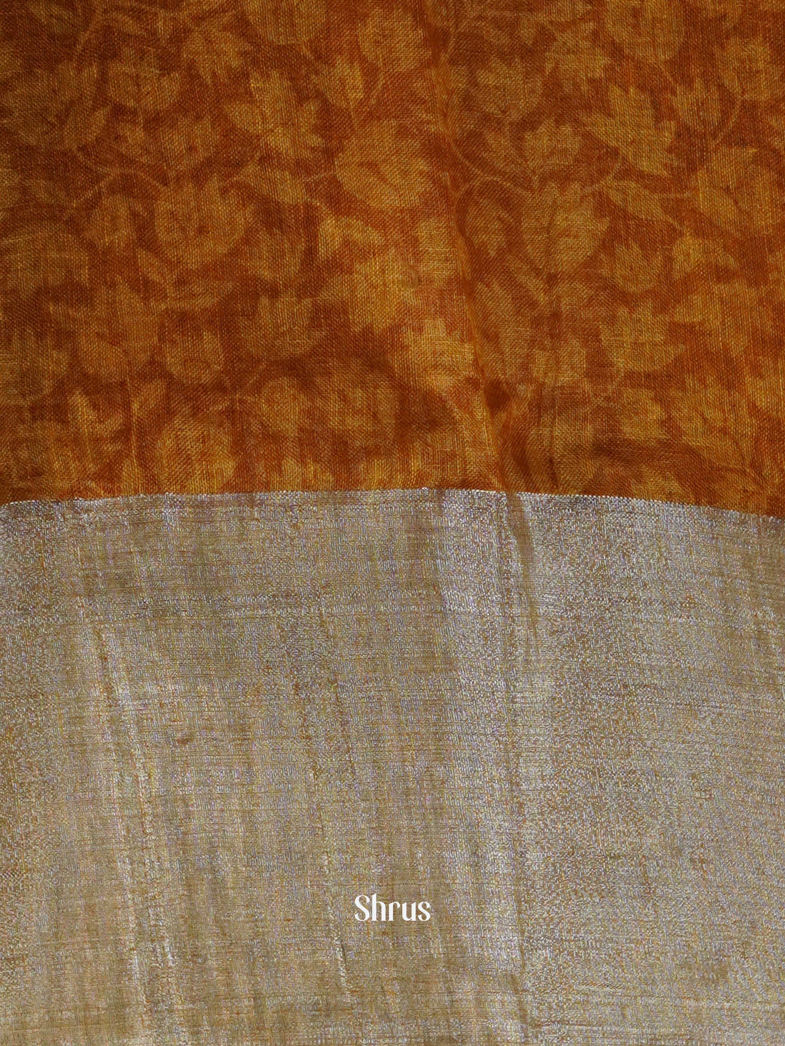 Maroon & Yellowish Silver - Linen Saree - Shop on ShrusEternity.com