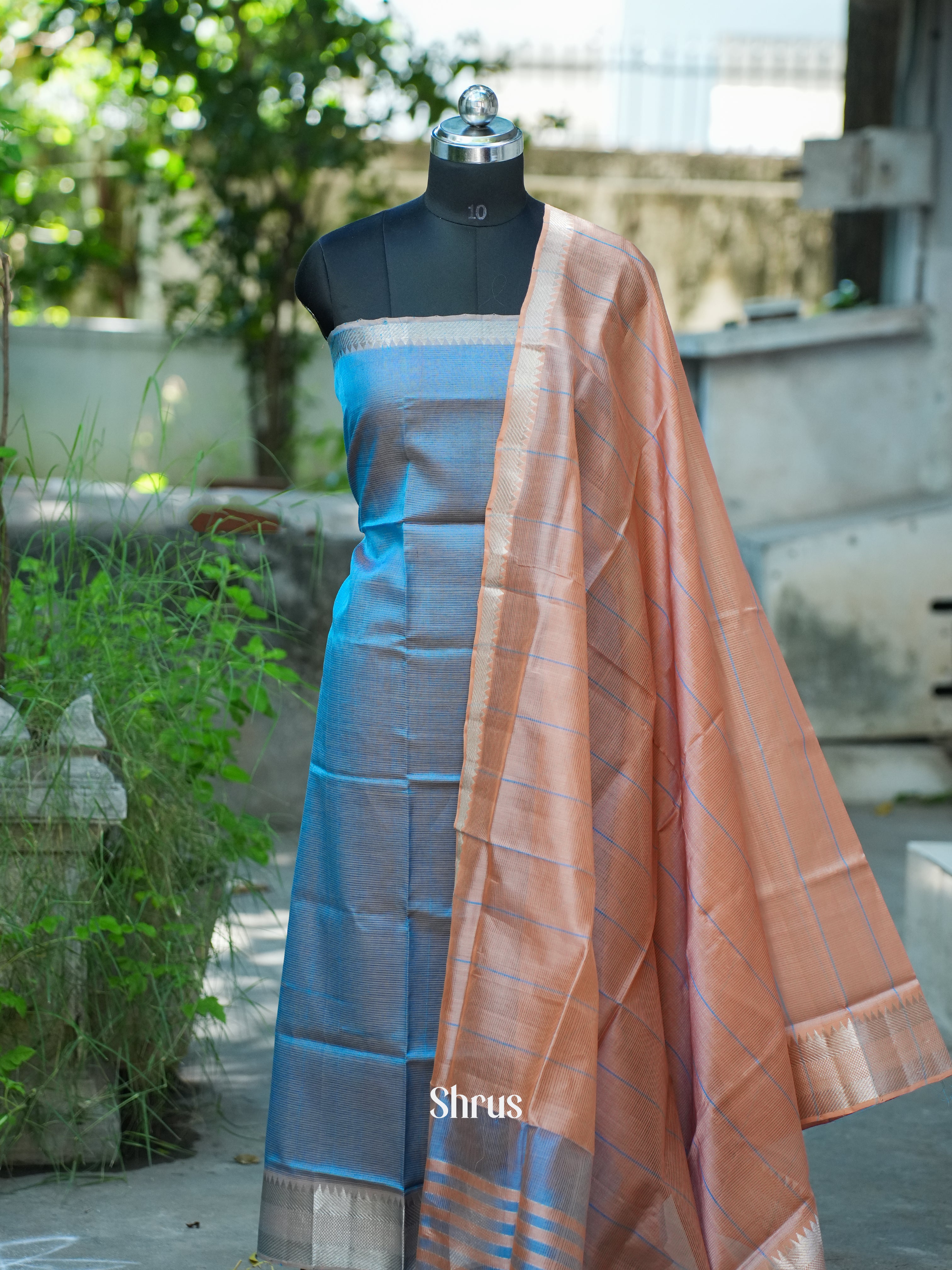 Blue & Peach - Mangalagiri Salwar - Shop on ShrusEternity.com