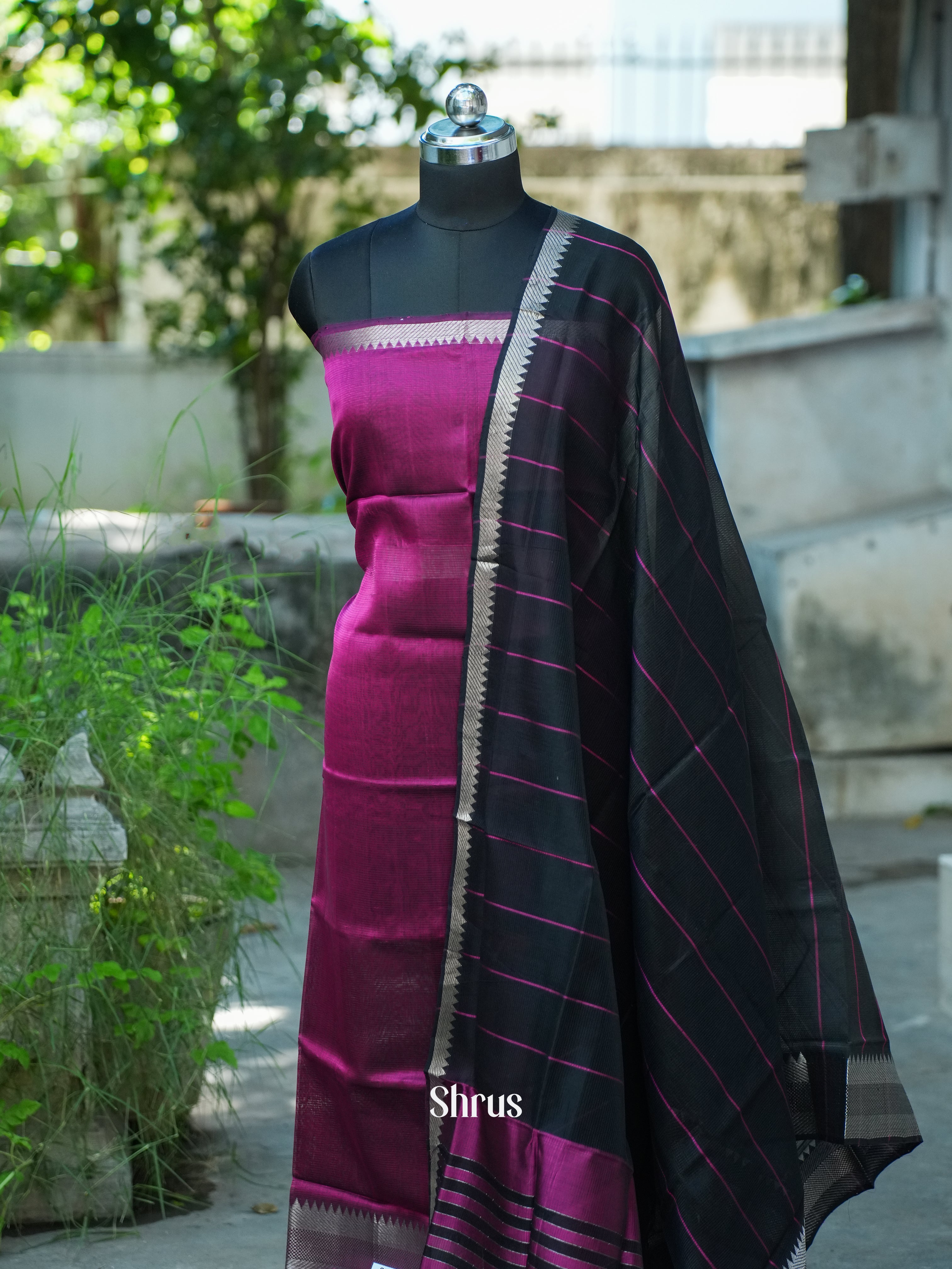 Purple & Black - Mangalagiri Salwar - Shop on ShrusEternity.com