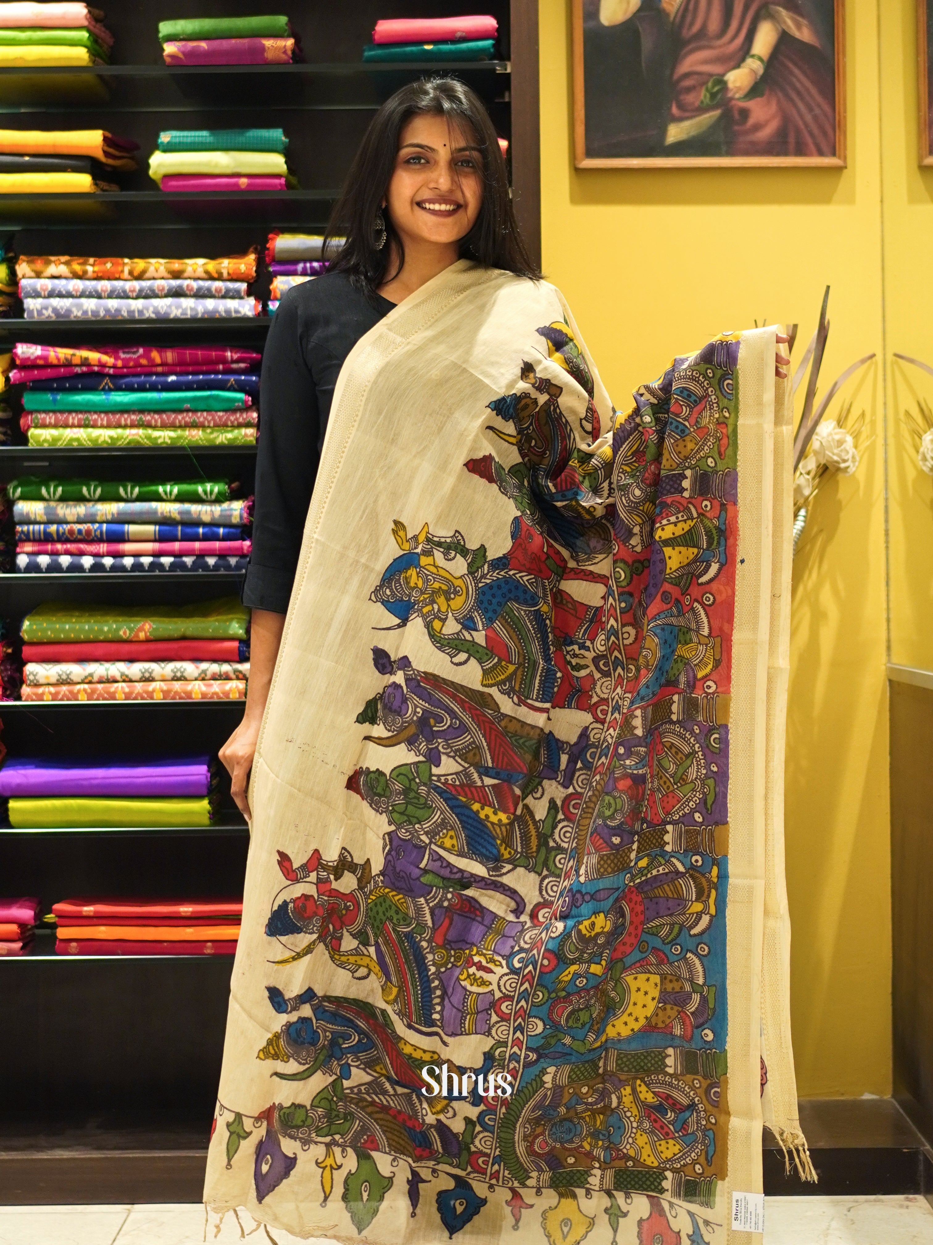 CDS27561 - Penkalamkari Dupatta - Shop on ShrusEternity.com