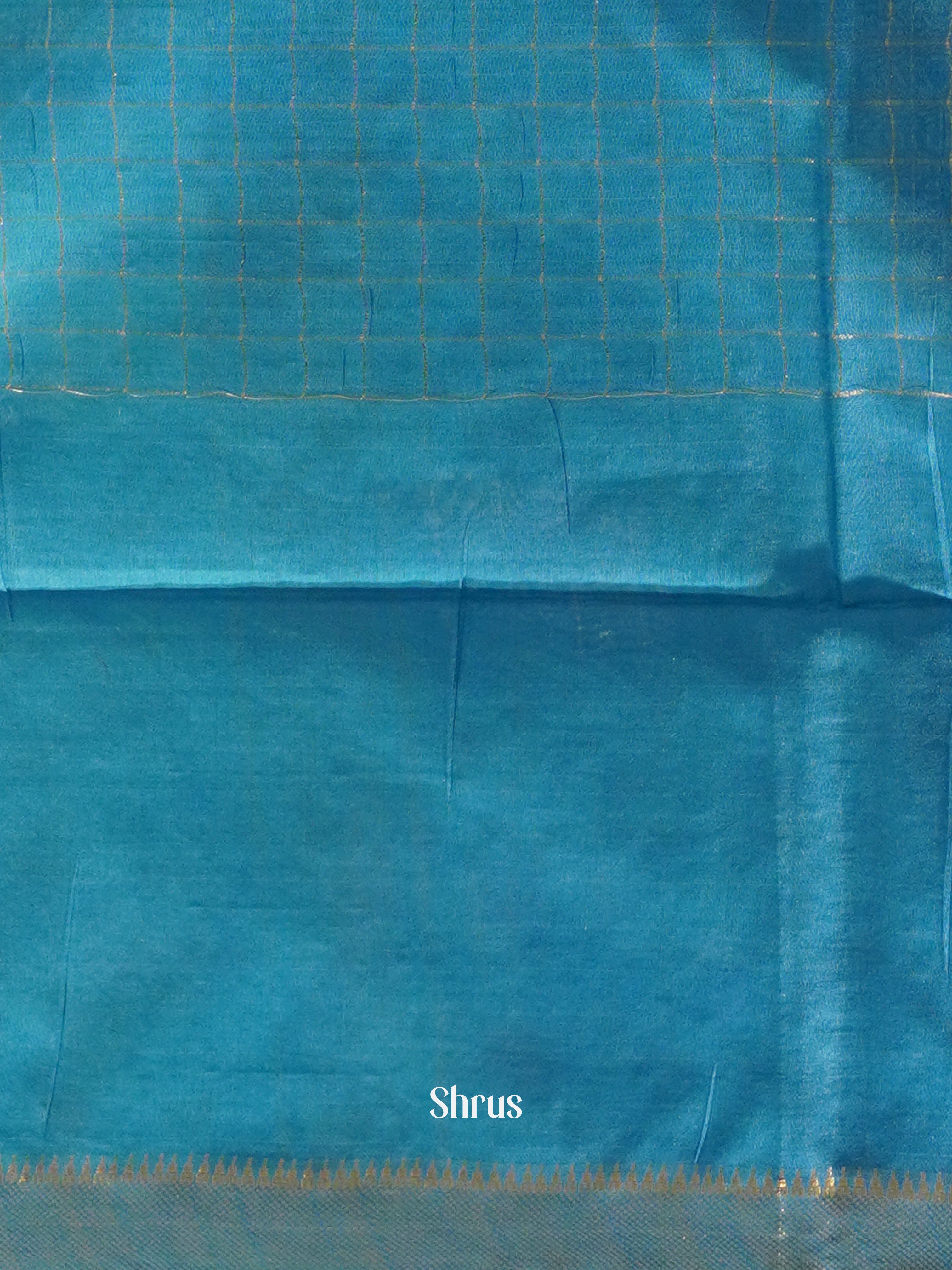 Cream & Sky Blue - Shibori Saree - Shop on ShrusEternity.com
