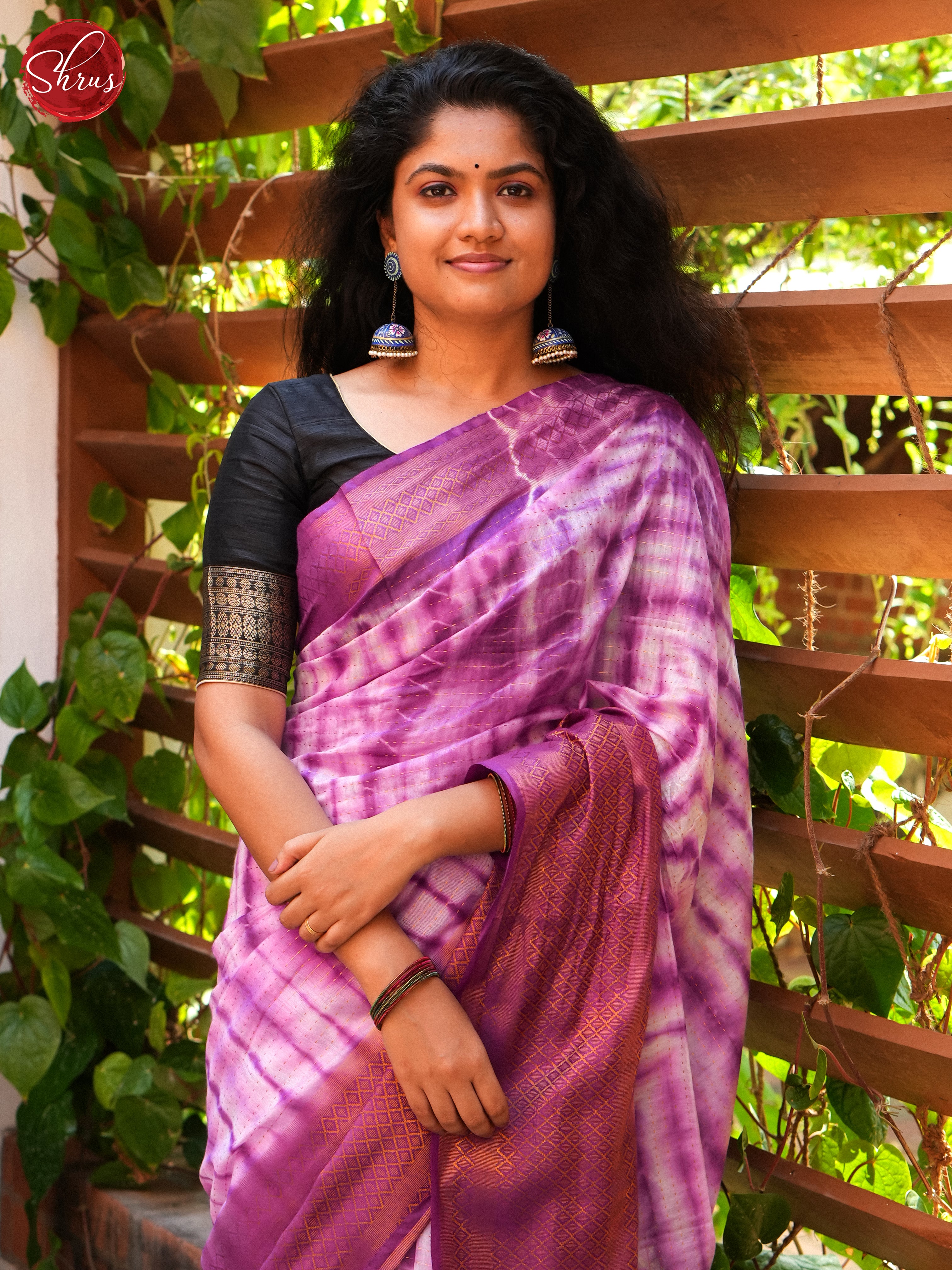 Lavender & Cream - Shibori Saree - Shop on ShrusEternity.com