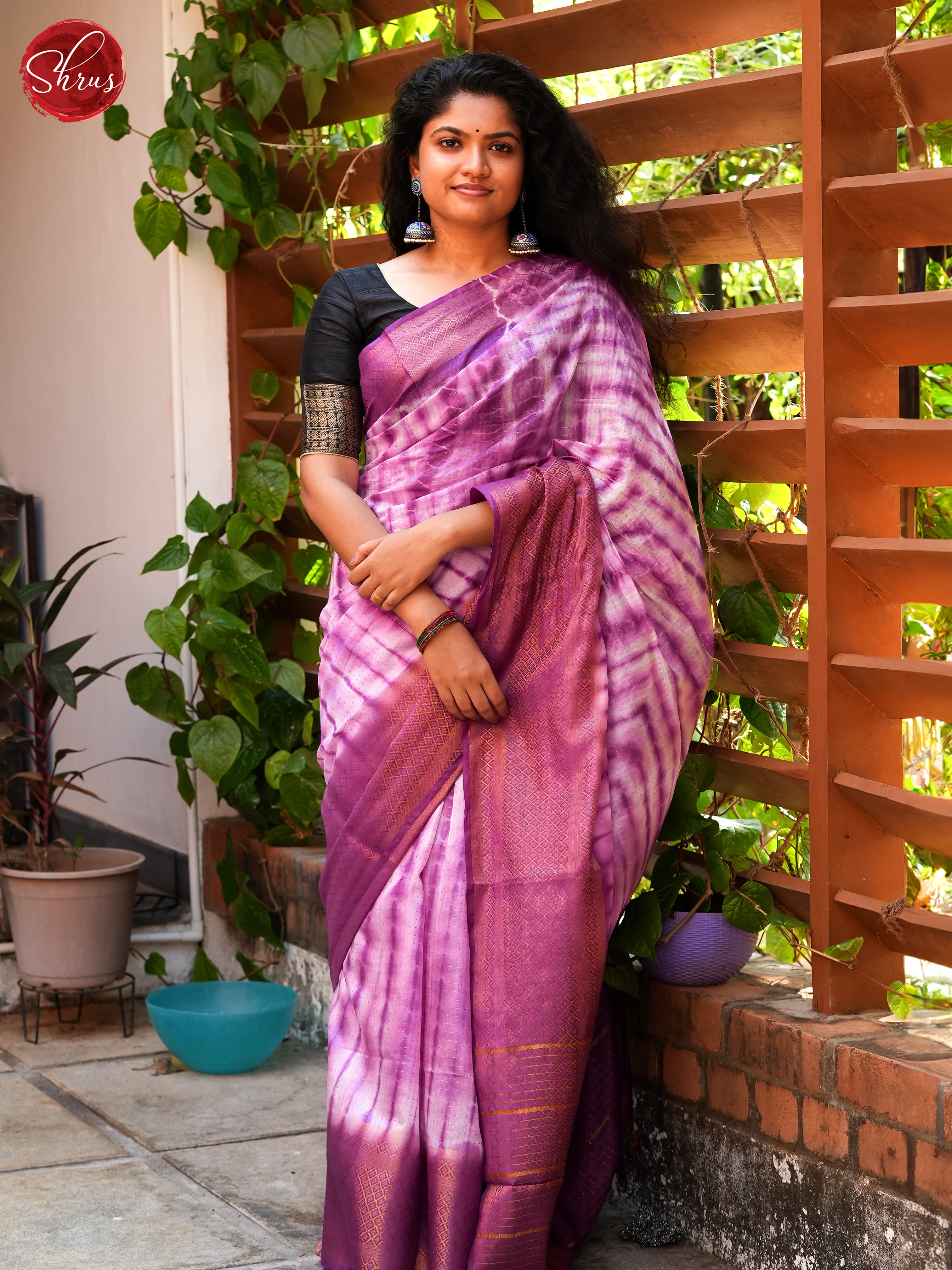 Lavender & Cream - Shibori Saree - Shop on ShrusEternity.com