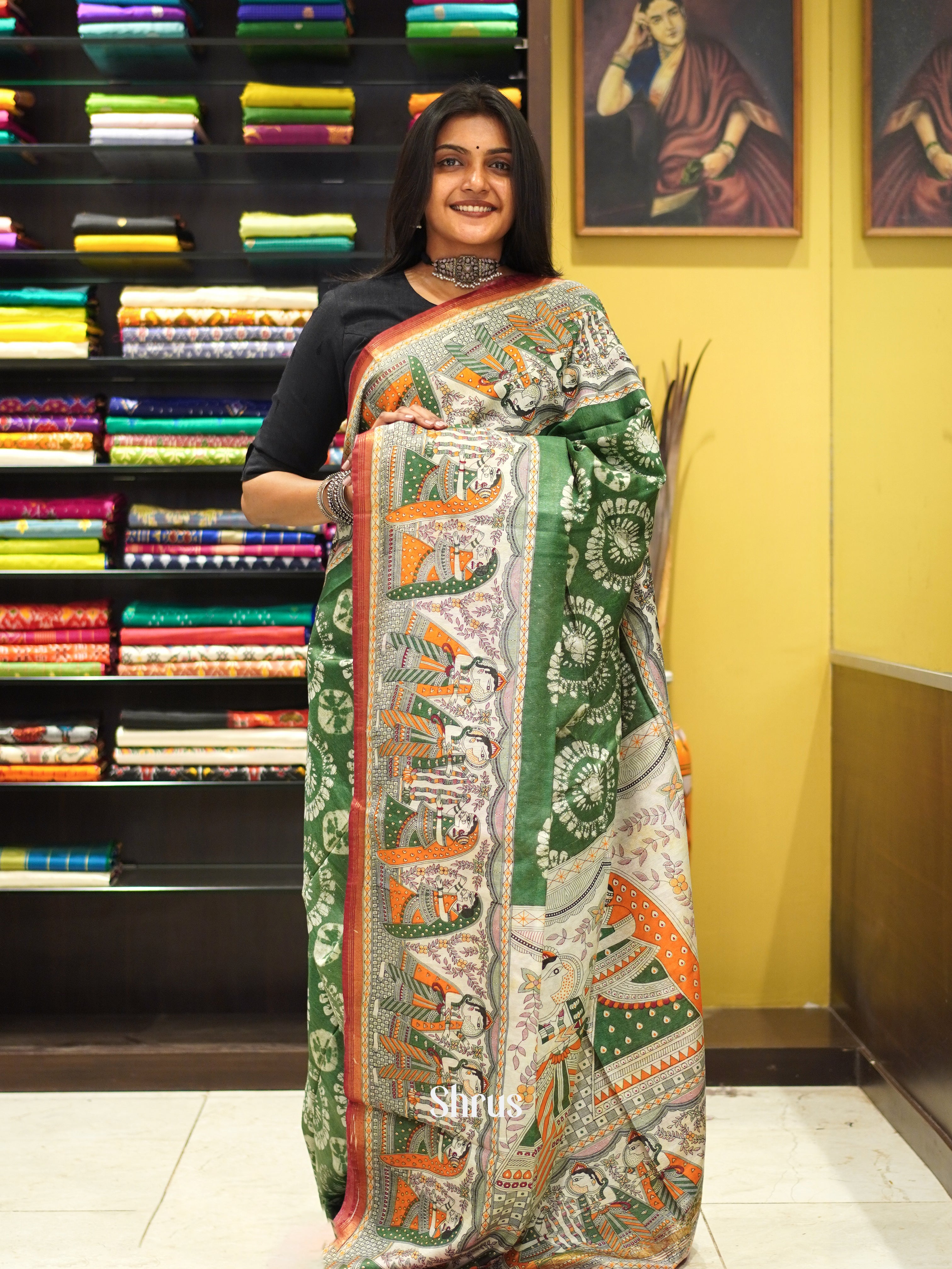 Green & Red - Bhatik Saree - Shop on ShrusEternity.com