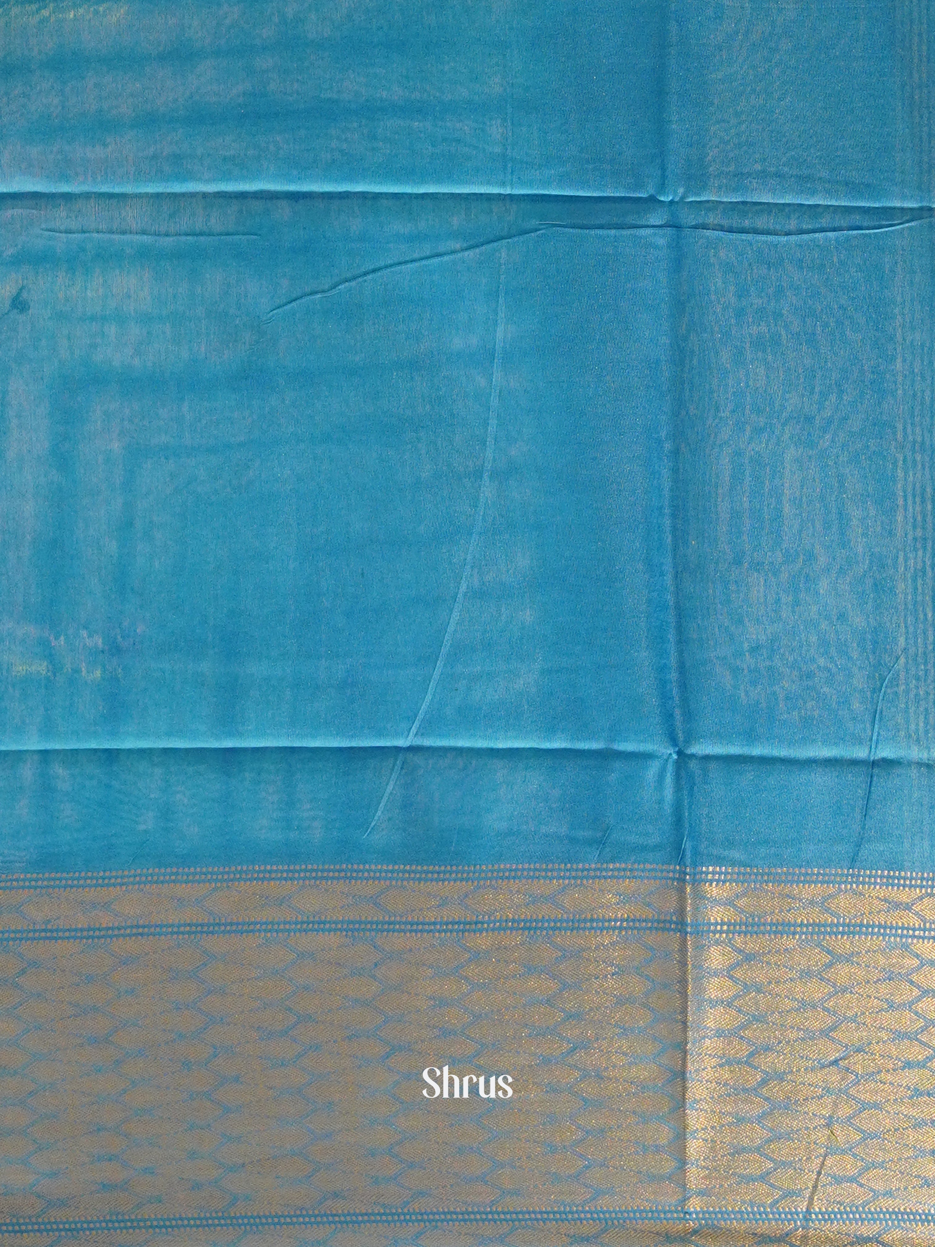 Cream & Teal Blue- Shibori Saree - Shop on ShrusEternity.com