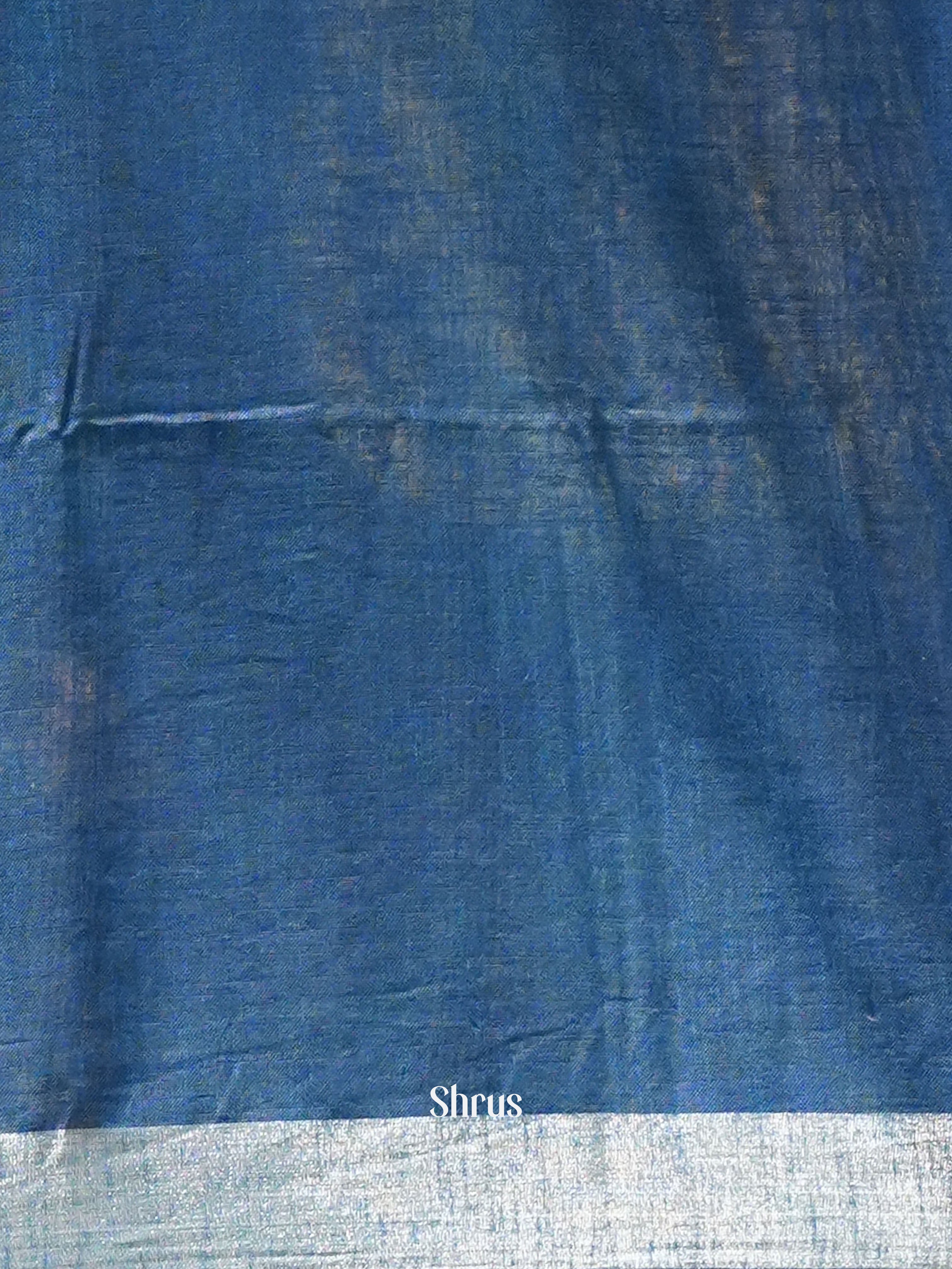 Navy Blue & Blue - Art Linen Saree - Shop on ShrusEternity.com