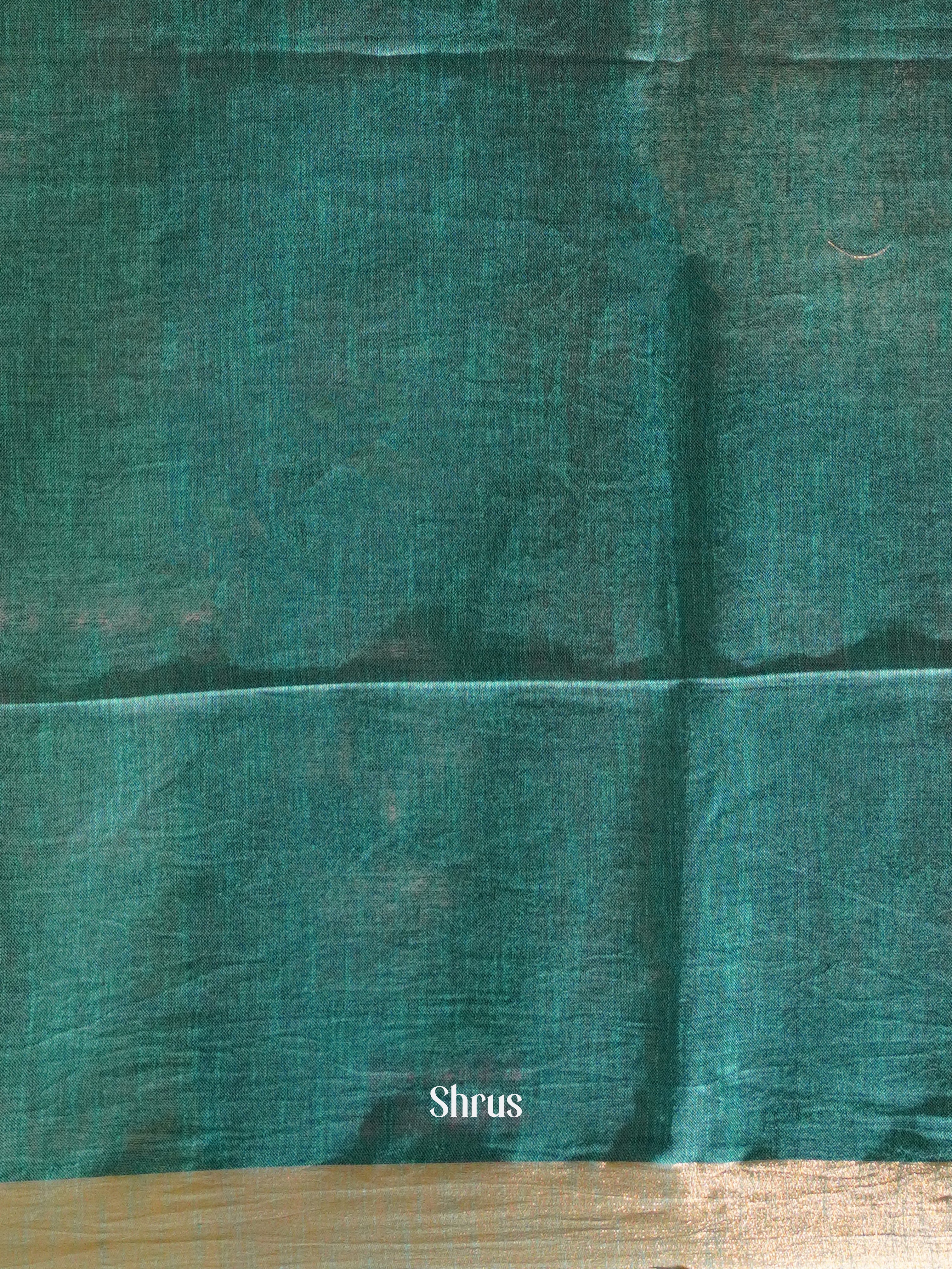 Green & Peacock Blue- Art Linen Saree - Shop on ShrusEternity.com