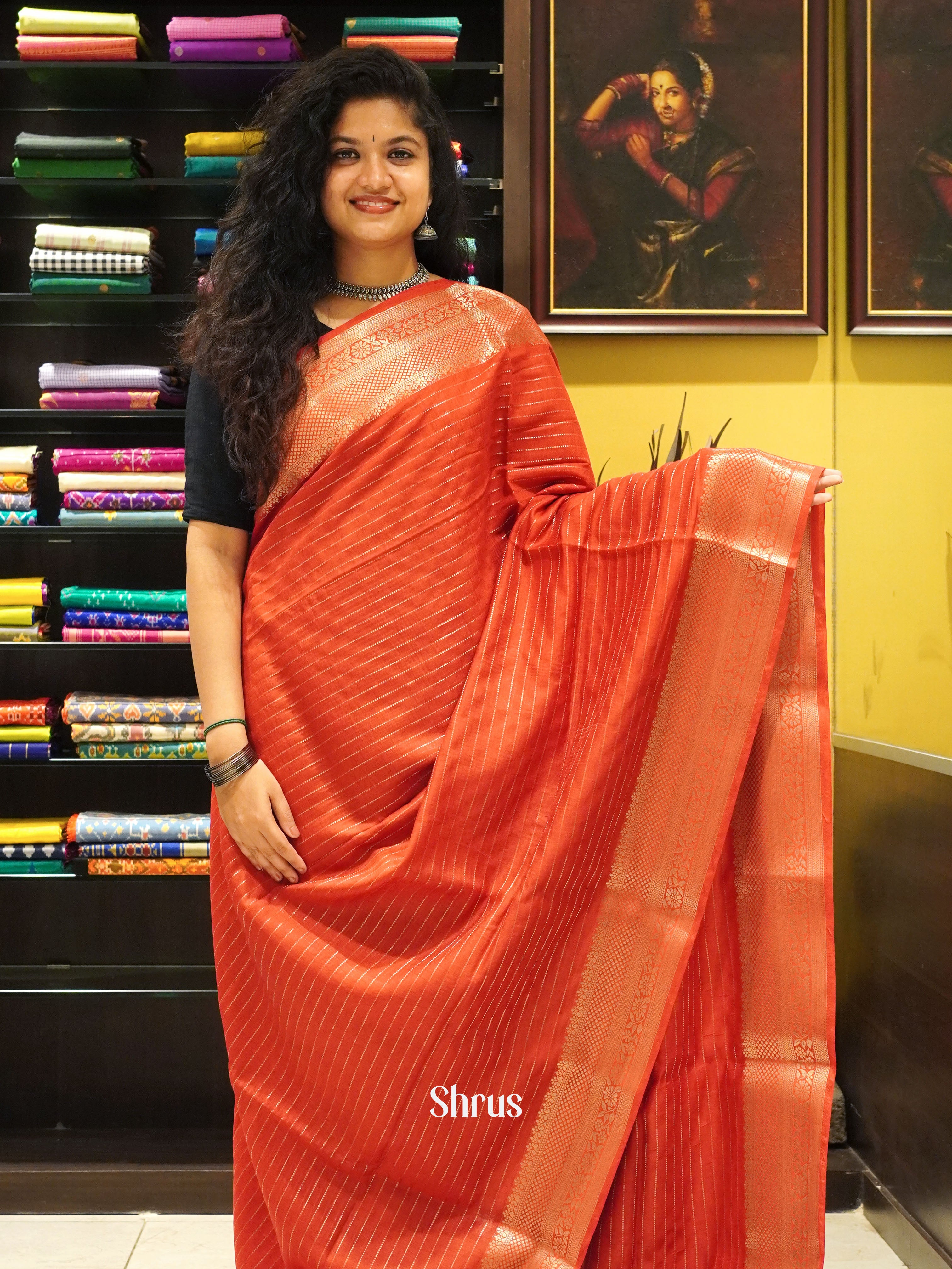 Red(Single Tone) -Semi Silk cotton - Shop on ShrusEternity.com