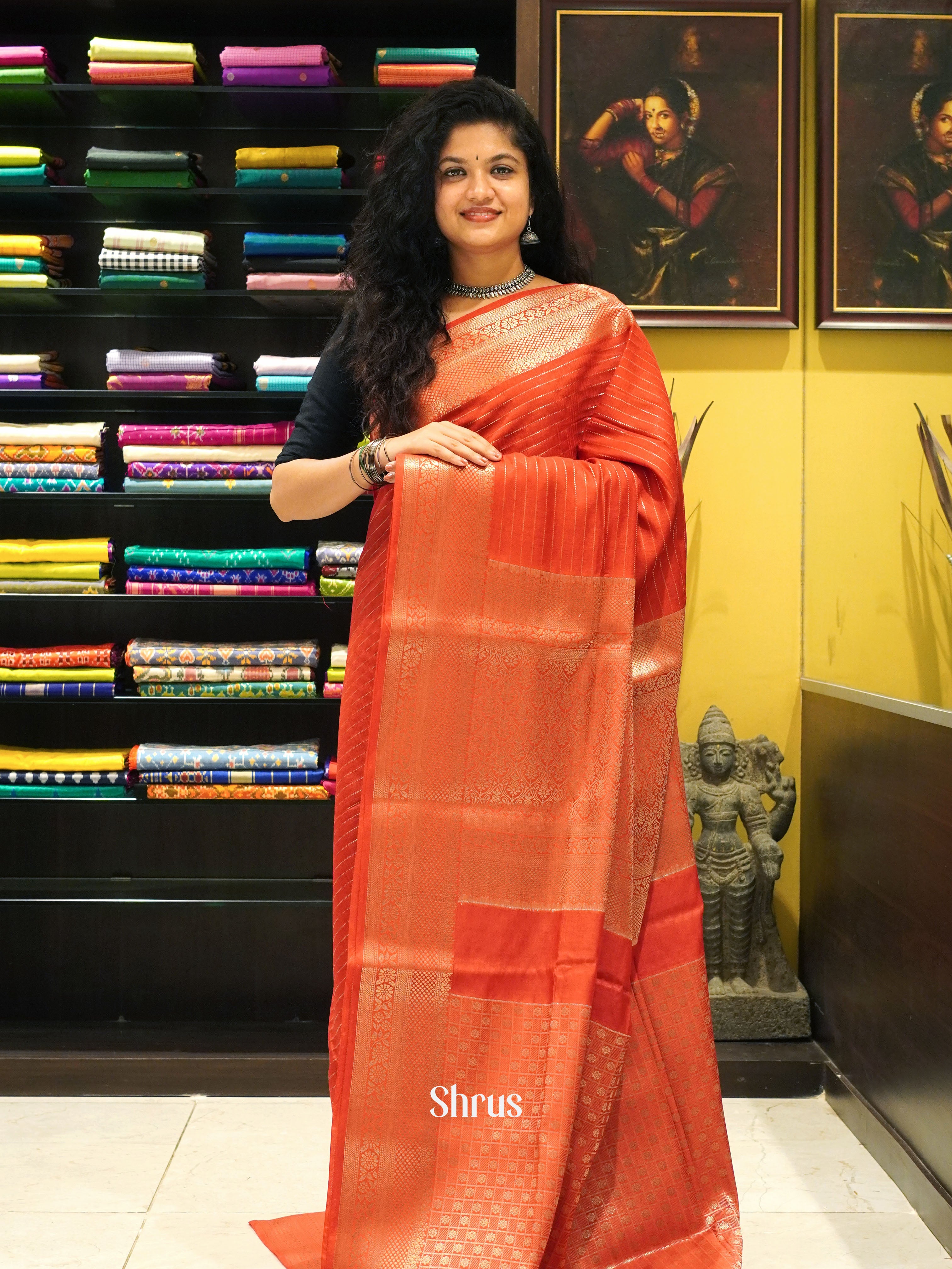 Red(Single Tone) -Semi Silk cotton - Shop on ShrusEternity.com