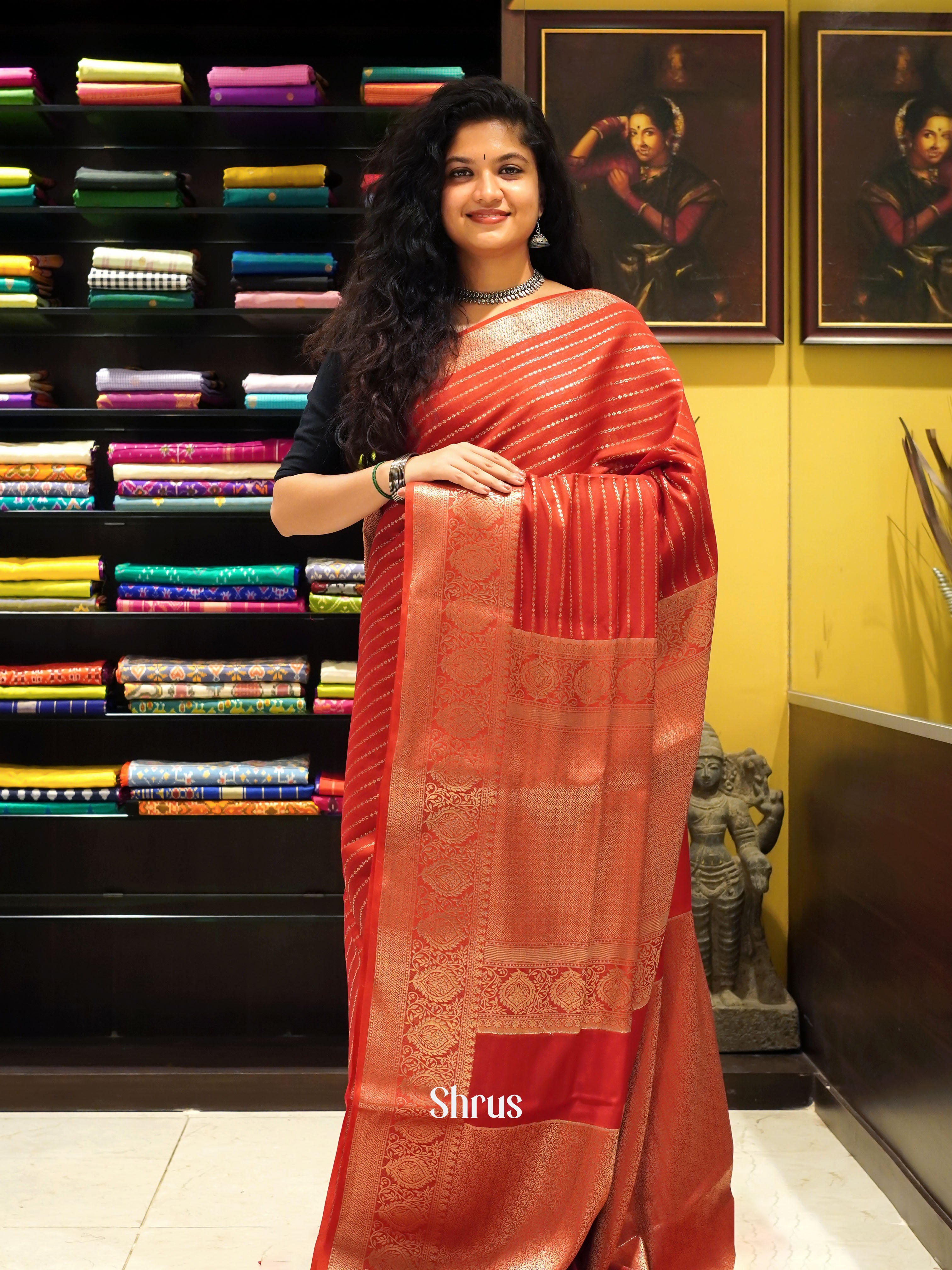 Red(Single Tone) - Semi Silk cotton - Shop on ShrusEternity.com