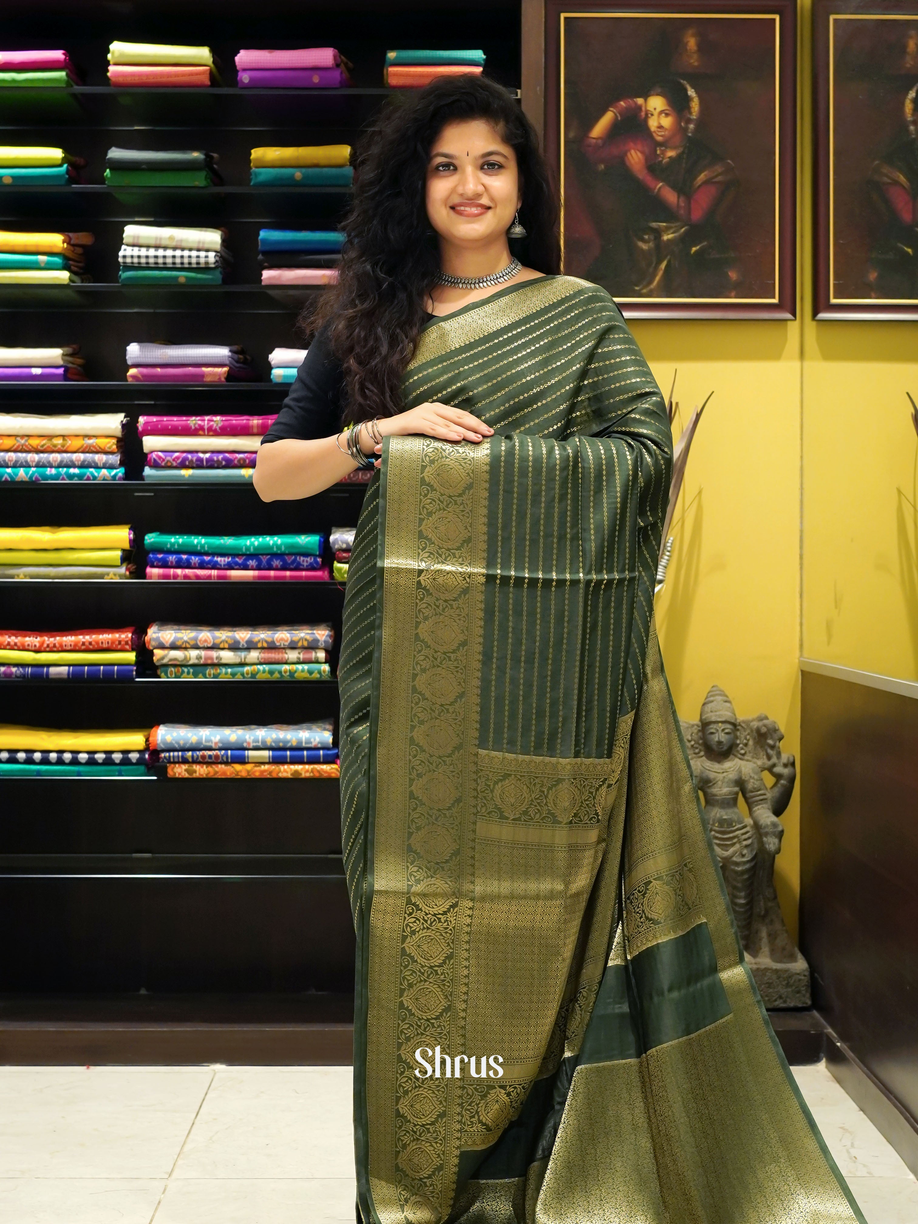 Green(Single Tone) - Semi Silk cotton - Shop on ShrusEternity.com