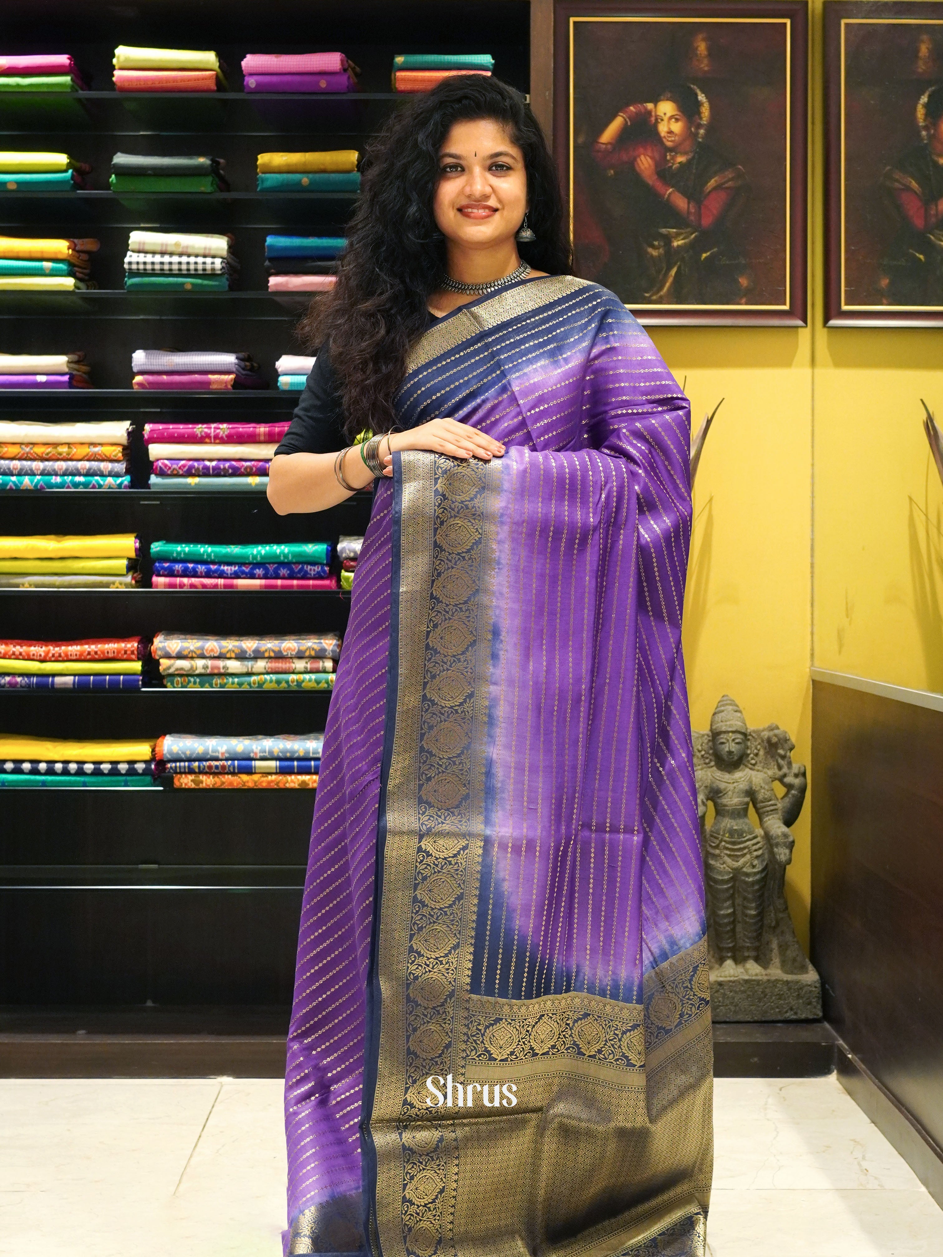 Purple & Blue -Semi Silk cotton - Shop on ShrusEternity.com