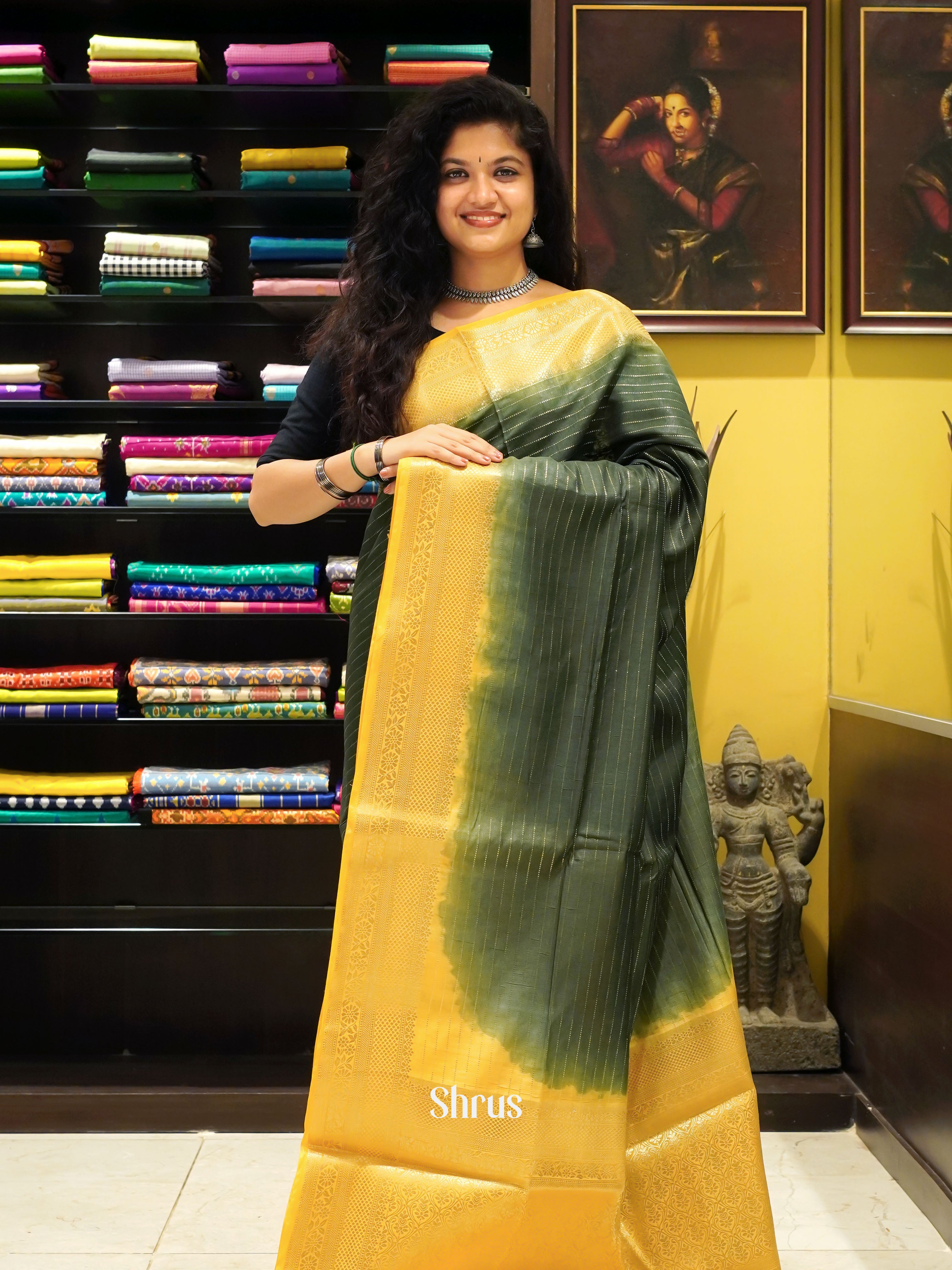 Green & Yellow - Semi Silk cotton - Shop on ShrusEternity.com