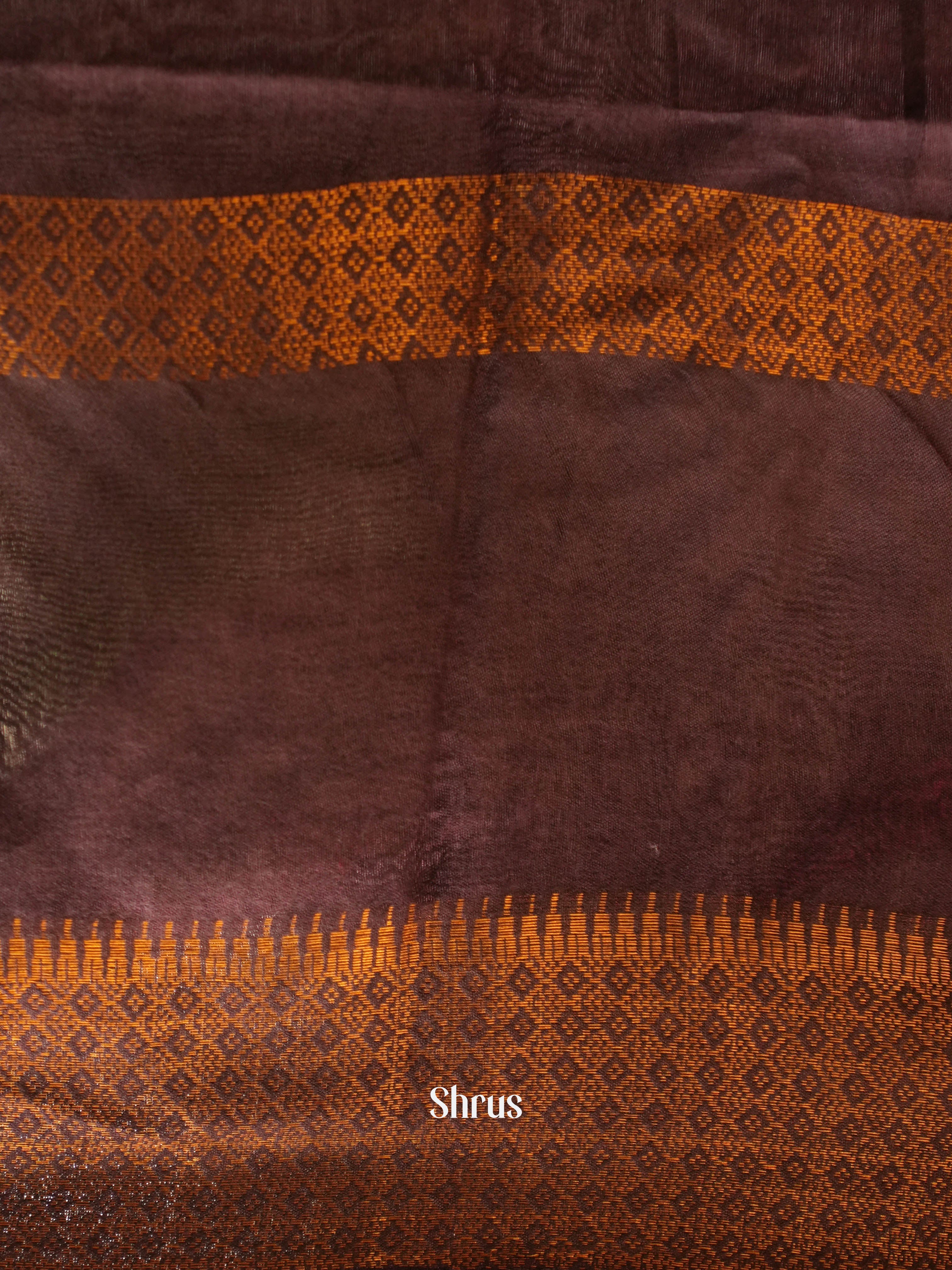 Brown(Single Tone) - Semi Tussar Saree - Shop on ShrusEternity.com