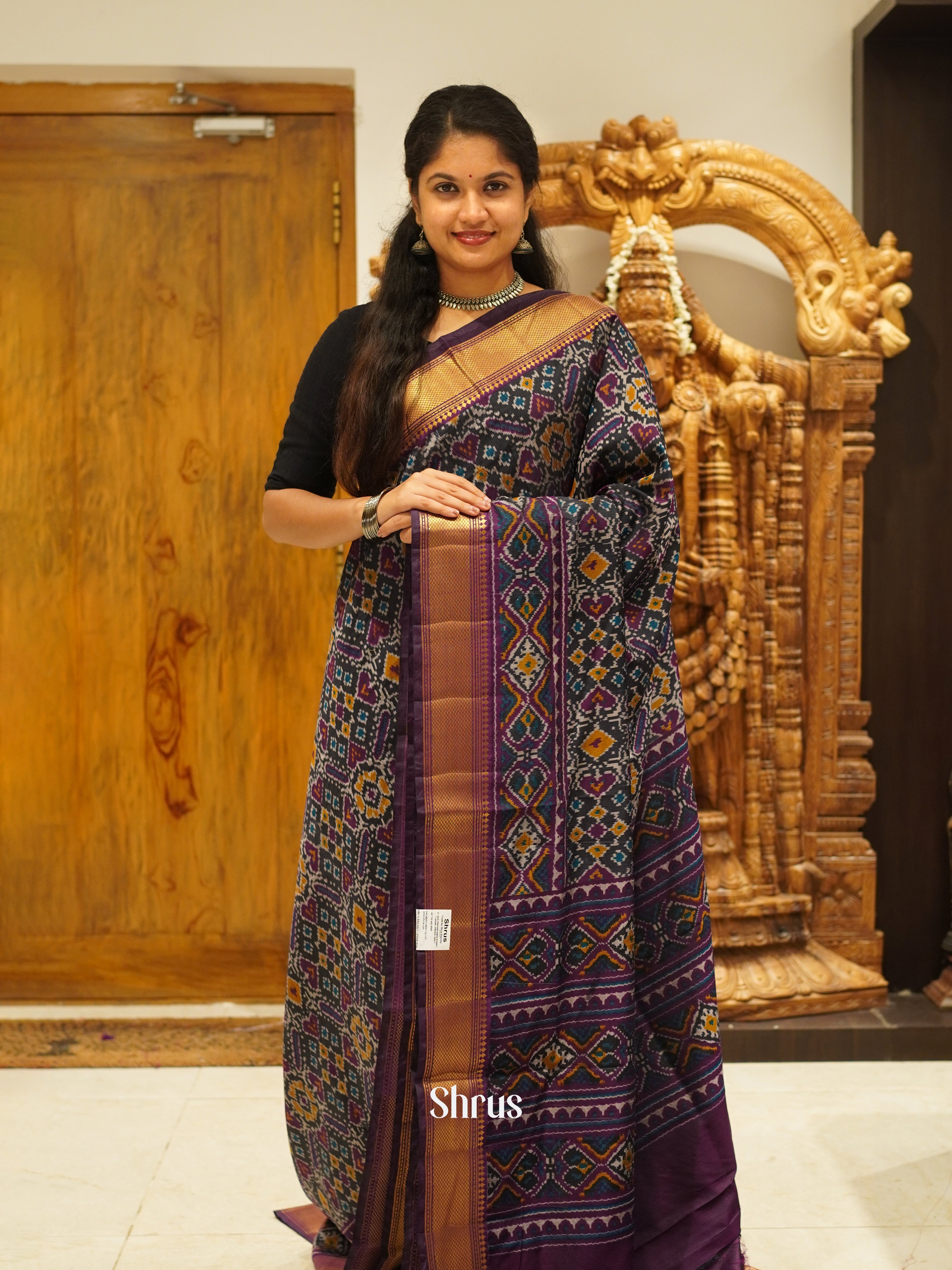Blue & Purple - Semi Patola Saree - Shop on ShrusEternity.com