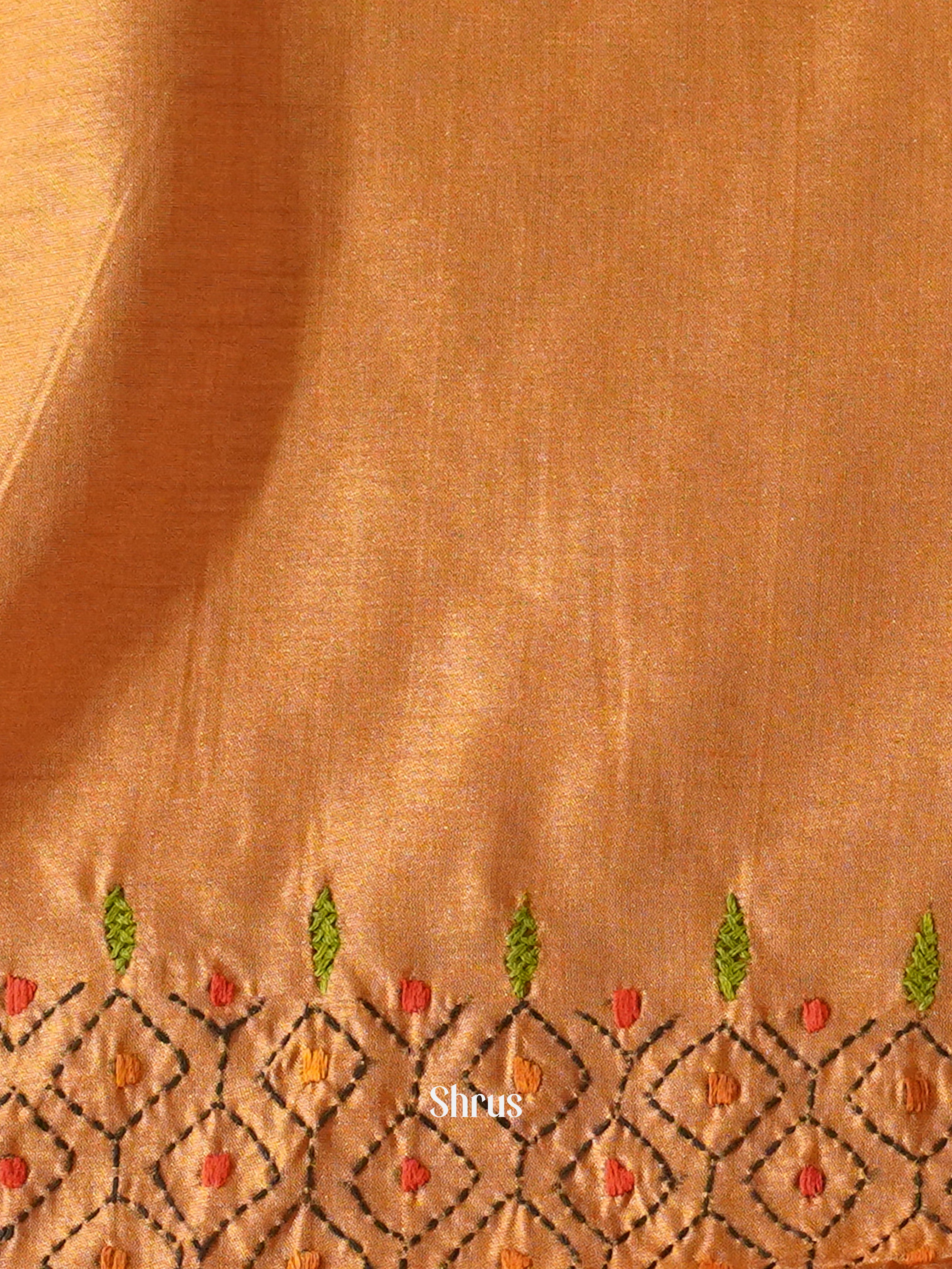 Brown- Semi Kantha Saree - Shop on ShrusEternity.com
