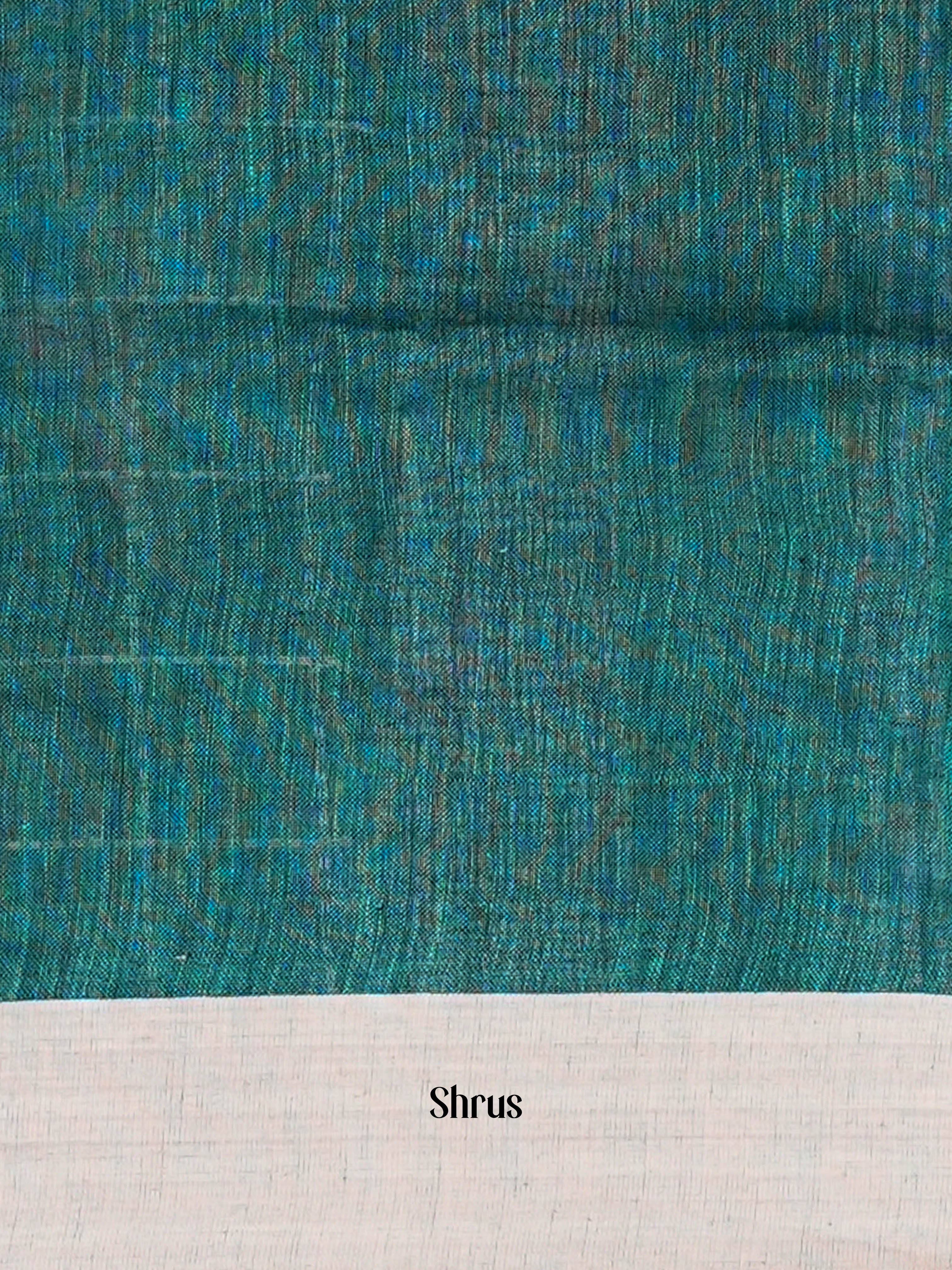 Green & Grey - Linen Saree - Shop on ShrusEternity.com