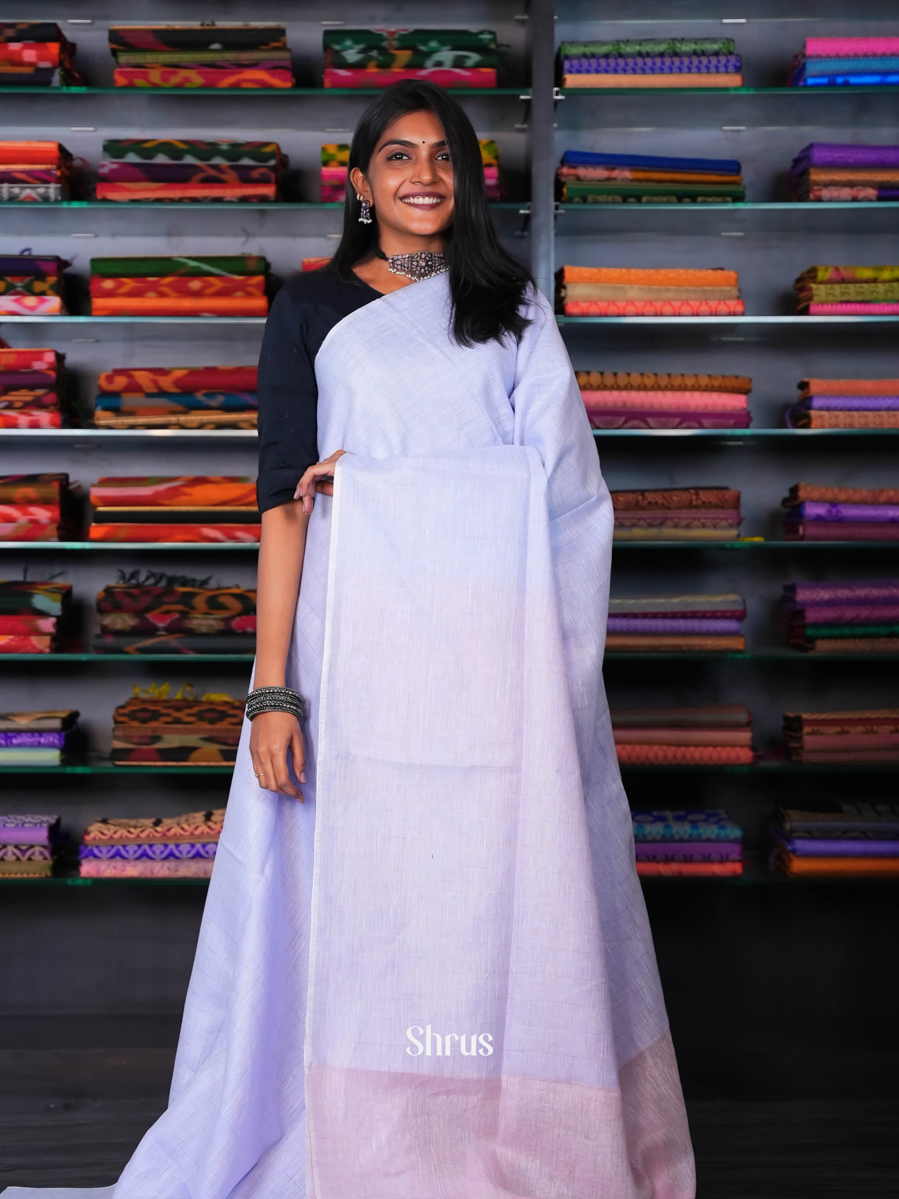 Lavender & Pink - Linen Saree - Shop on ShrusEternity.com