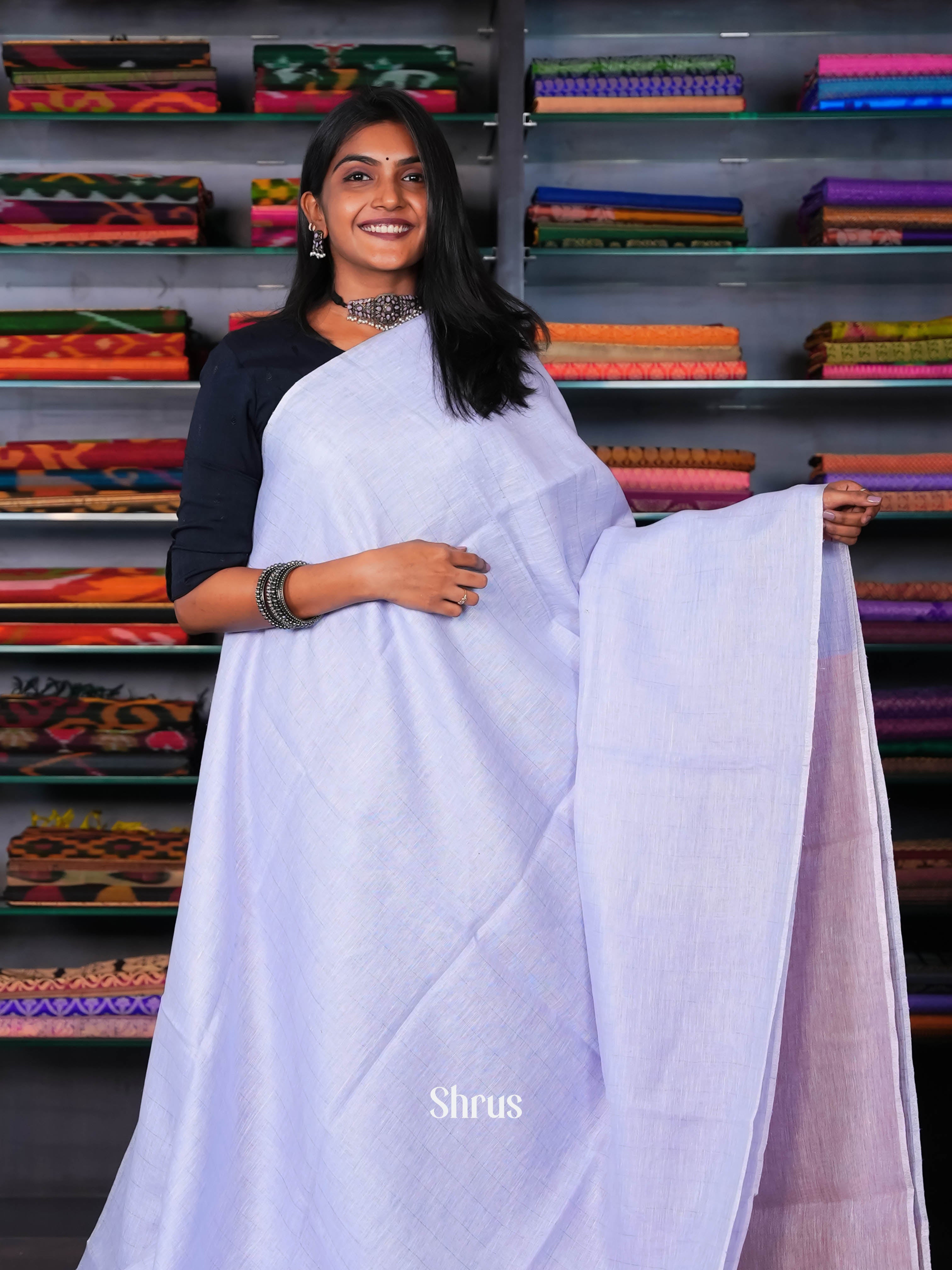 Lavender & Pink - Linen Saree - Shop on ShrusEternity.com