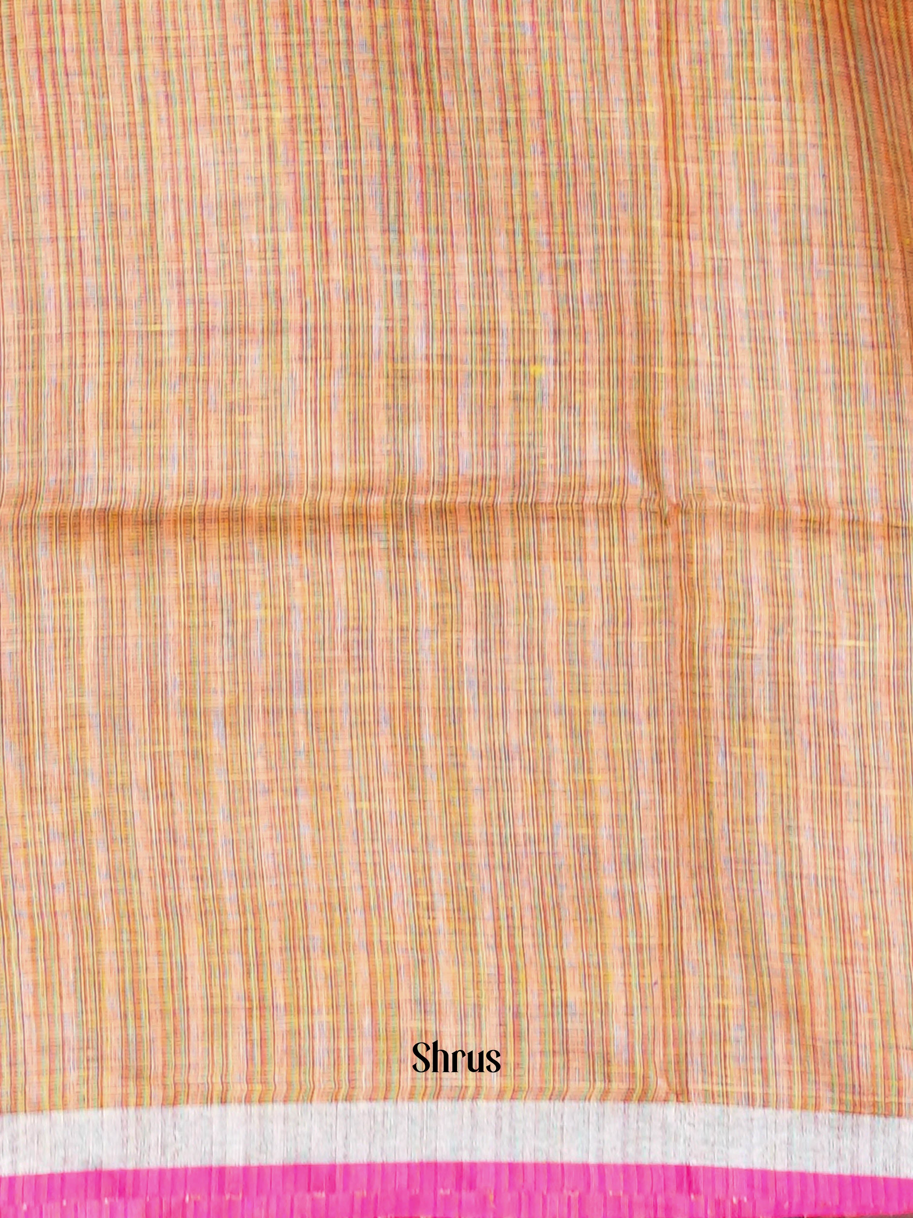 Peach - Linen Saree - Shop on ShrusEternity.com