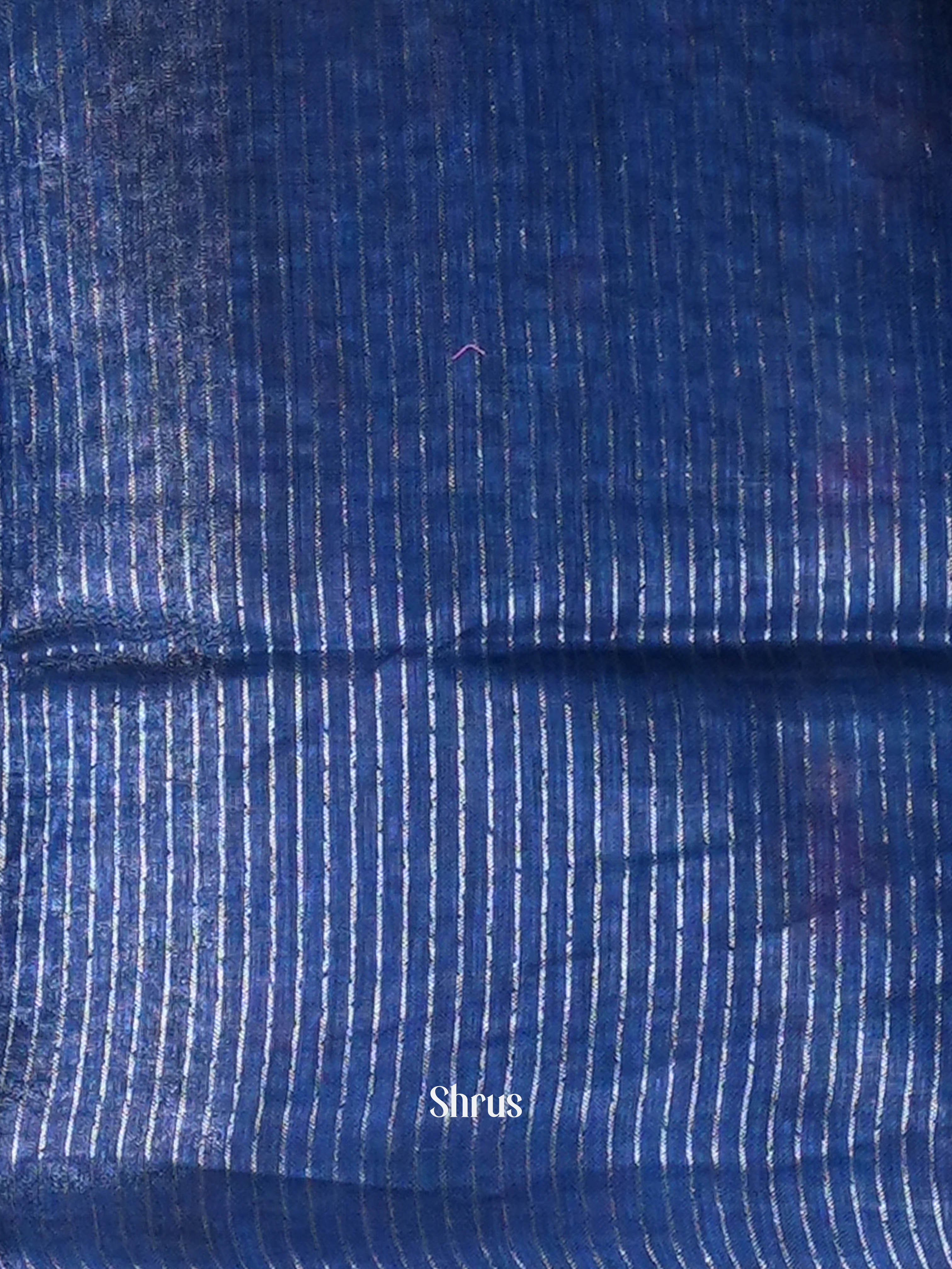 blue - Linen Saree - Shop on ShrusEternity.com