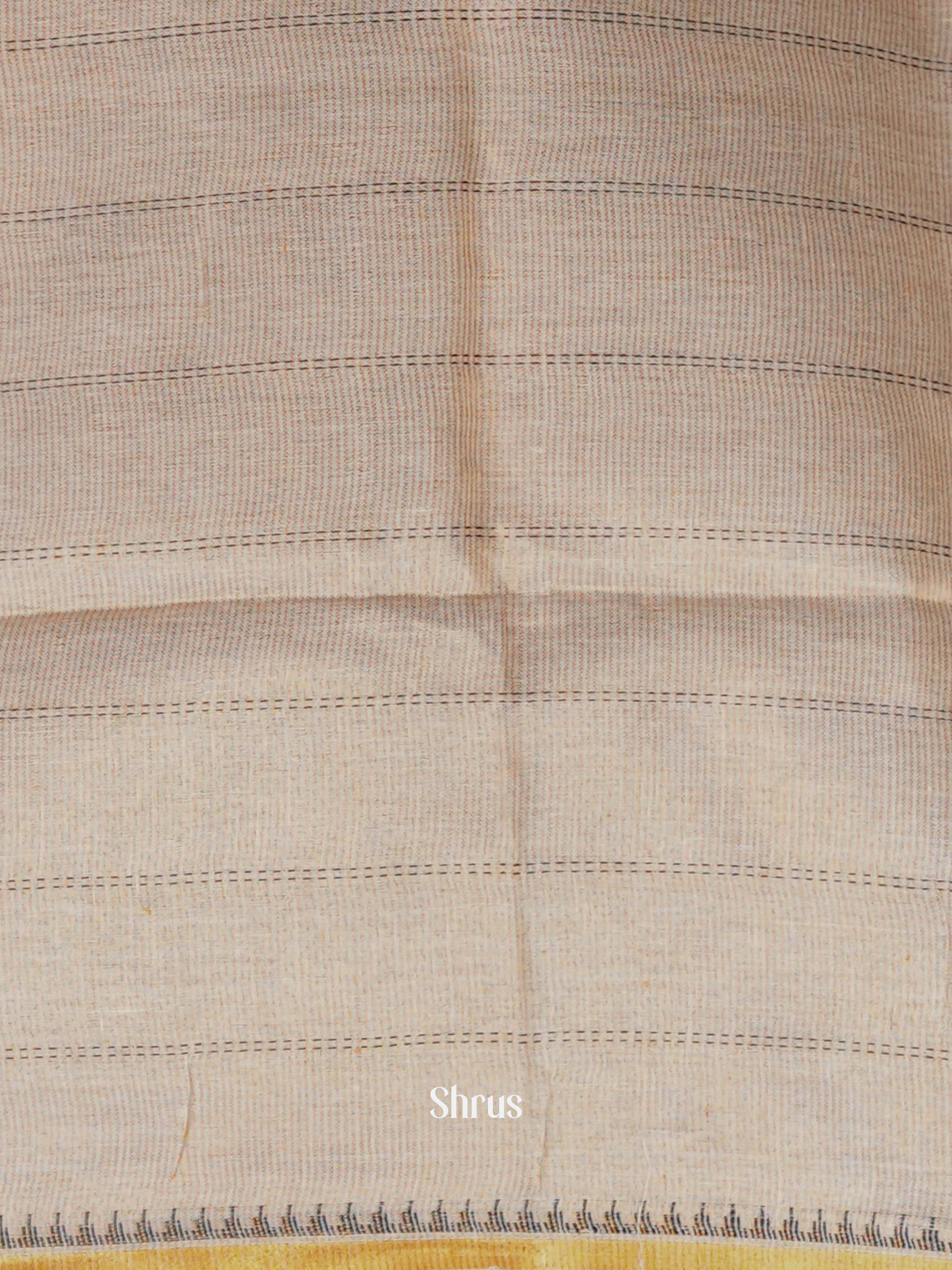 Green & Cream - Linen Saree - Shop on ShrusEternity.com